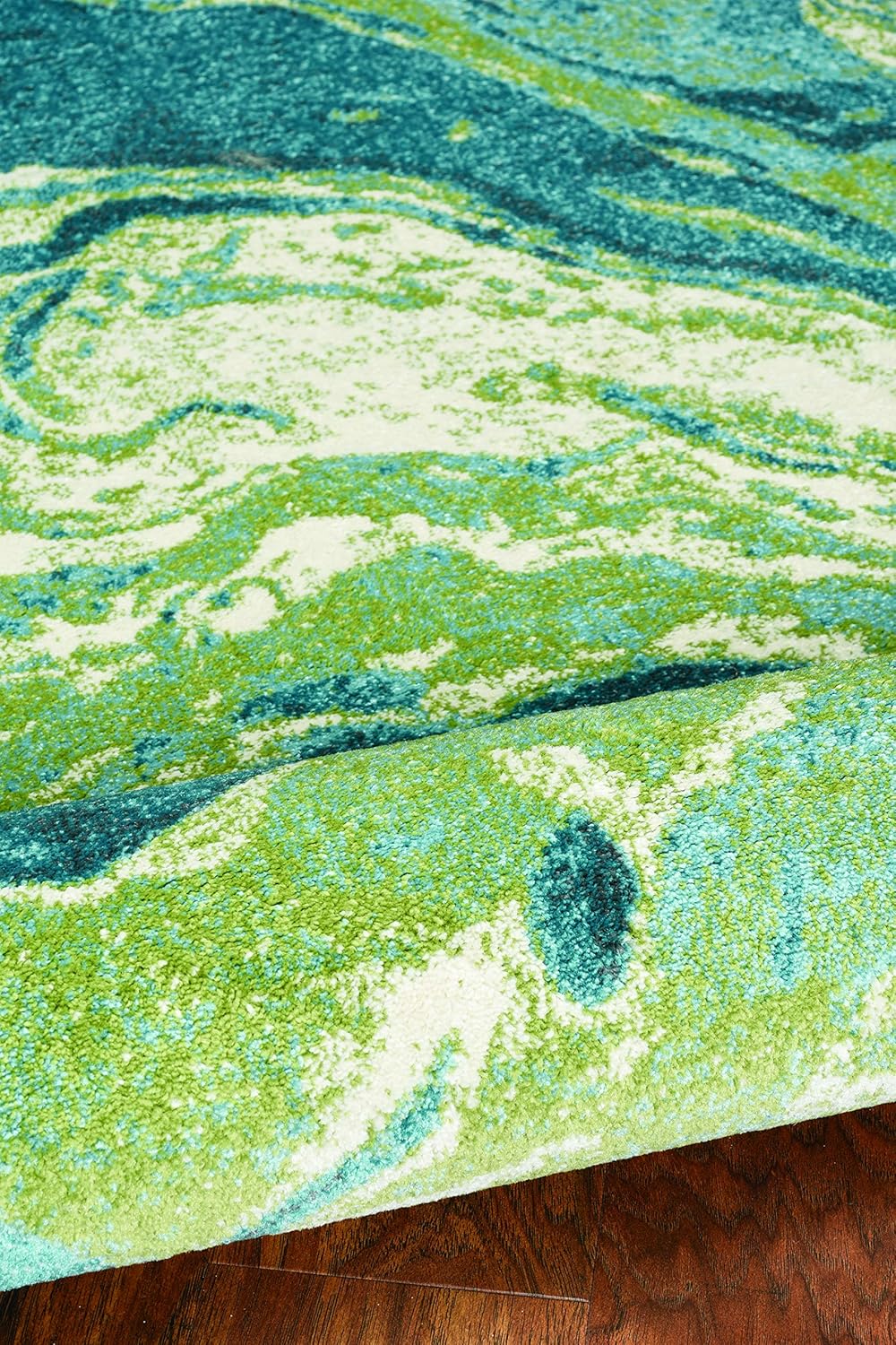 Kas Rugs Watercolors – Alfombra abstracta de mediados de siglo, color verde azulado, 5 pies x 7 pies 6 pulgadas
