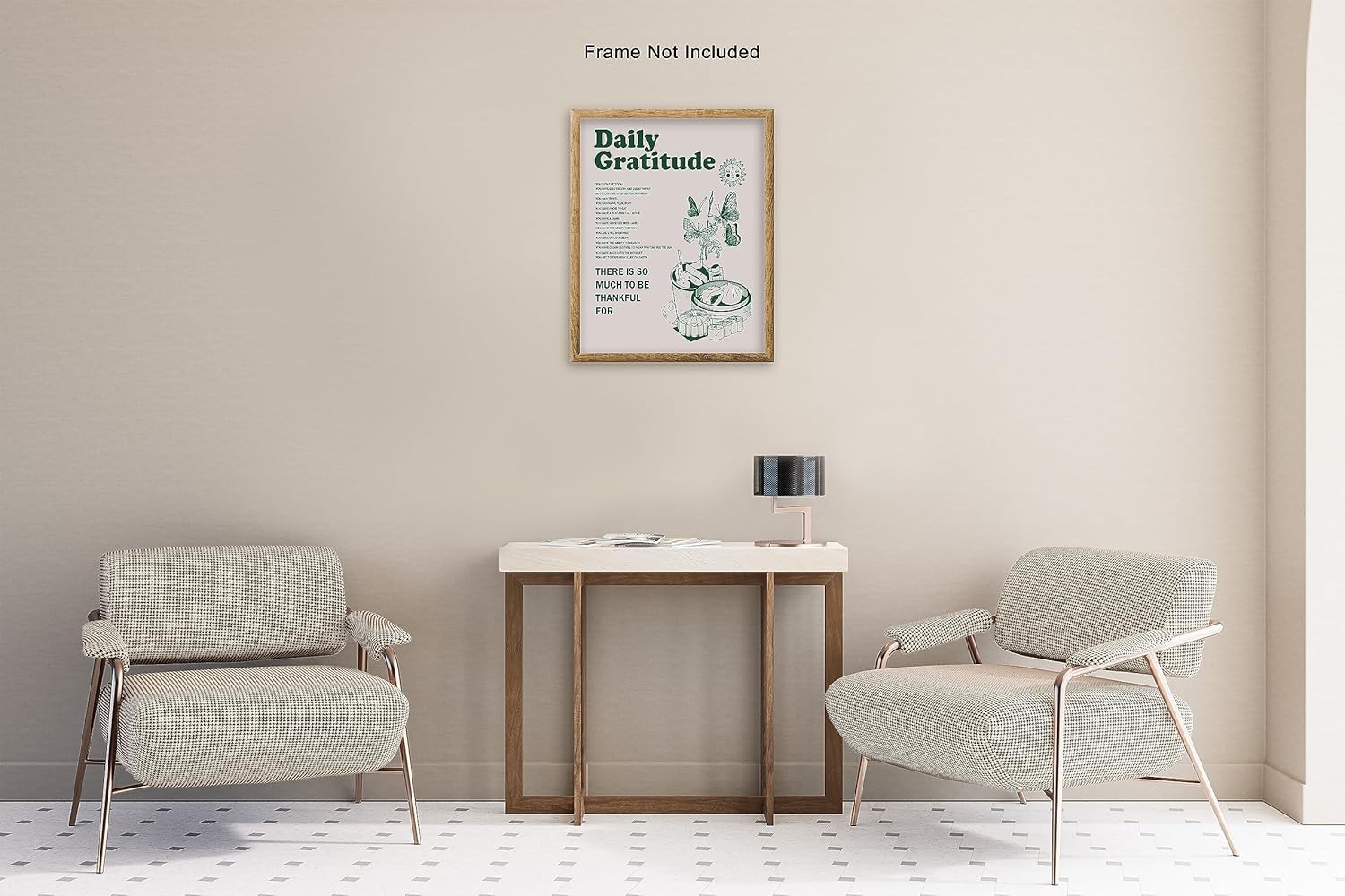 Poster Master Póster motivacional  Impresión inspiradora retro  Gratitud diaria, mariposa, cita positiva, edificante  Arte de pared sin marco de 16