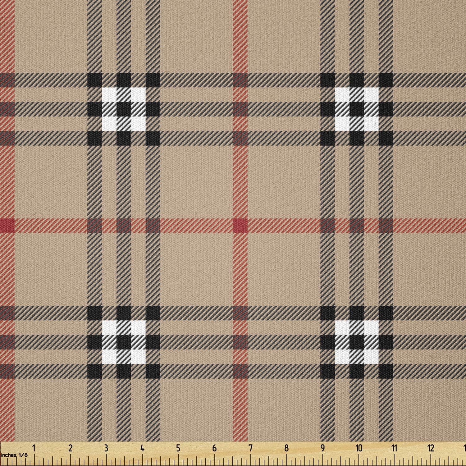 Lunarable The Yard, Lines and Squares – Tela geométrica inspirada en la moda clásica, tela de punto elástico para costura y manualidades, 1 yarda,