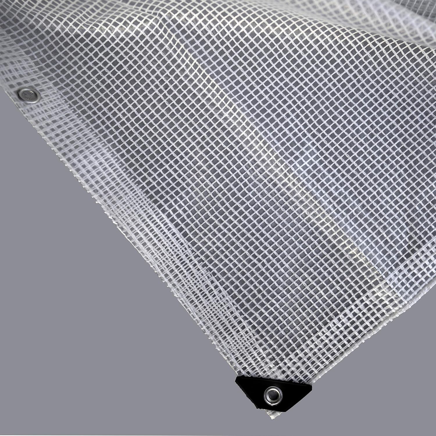 Toldo de invernadero transparente resistente  Plástico de alta calidad 11 mil (milésima de pulgada) con tejido de malla 3×3 para mayor resistencia