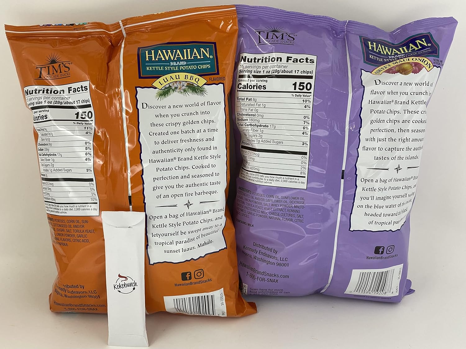 Paquete variado de chips hawaianos para fiestas, crujientes y crujientes Luau, cebolla Maui dulce con kit Kokobunch de cortesía, paquete de 2 a 13