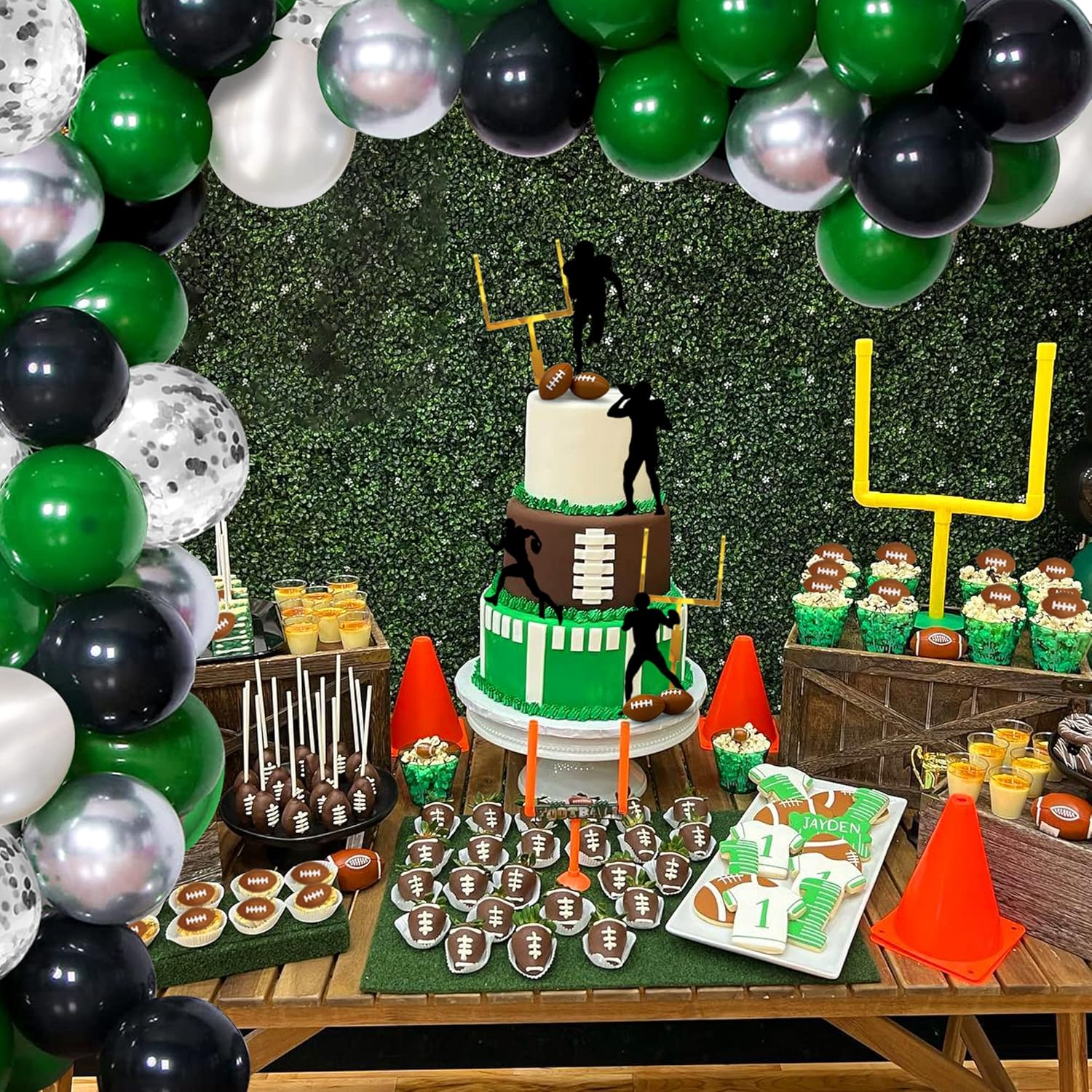 100 globos de color verde, plateado, negro y blanco, cromados, metálicos y globos de confeti para decoraciones de graduación, cumpleaños, baby