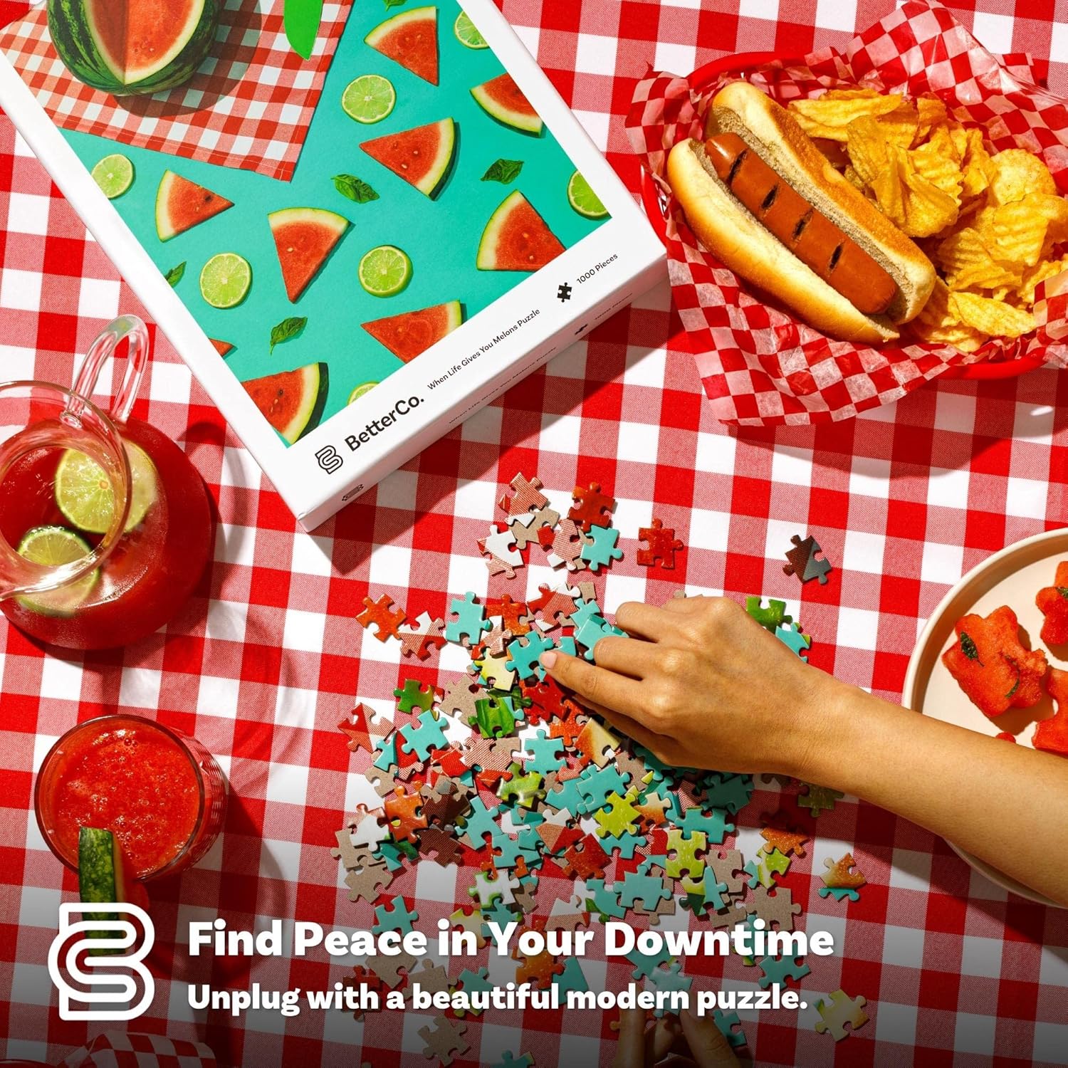 When Life Gives You Melons Puzzle – Rompecabezas de picnic de sandía de verano – Rompecabezas de 1000 piezas para adultos