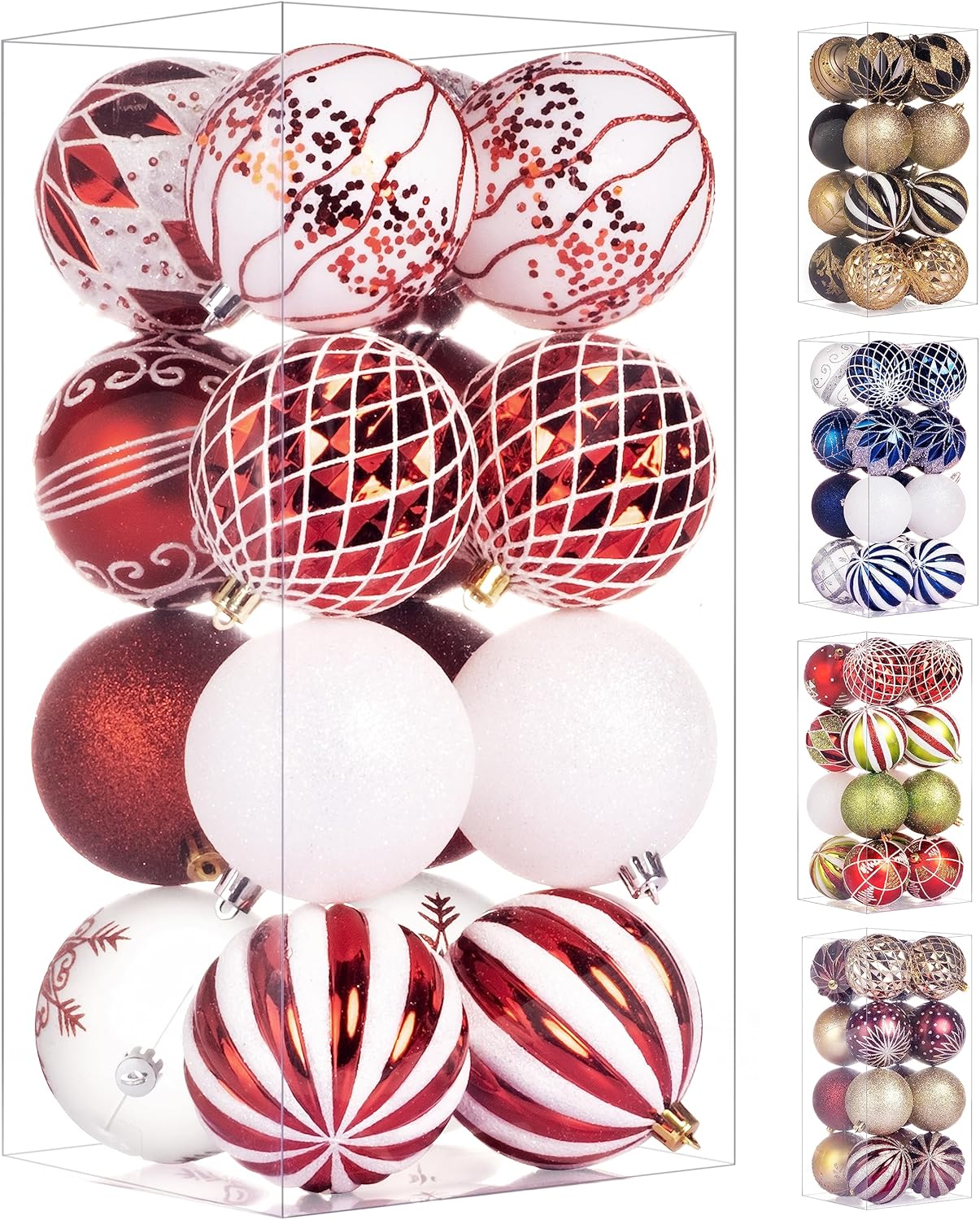 Adornos de bola de Navidad, 16 piezas para adornos de árbol de Navidad de 3.15 pulgadas, irrompibles, decoración de árbol de Navidad con bolas de