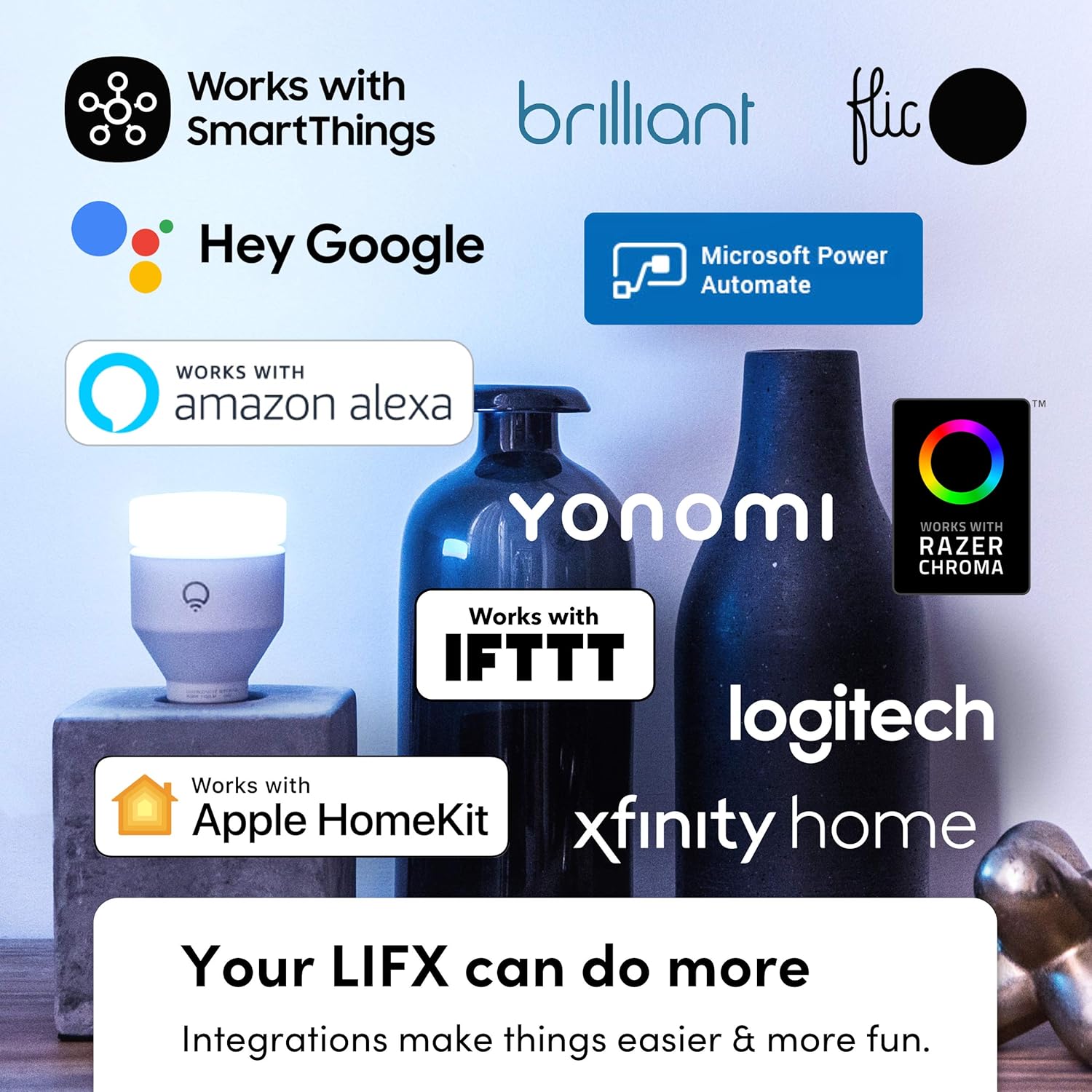 LIFX color, A19 1100 lúmenes, bombilla LED inteligente Wi-Fi, miles de millones de colores y blancos, no requiere puente, funciona con Alexa, Hey