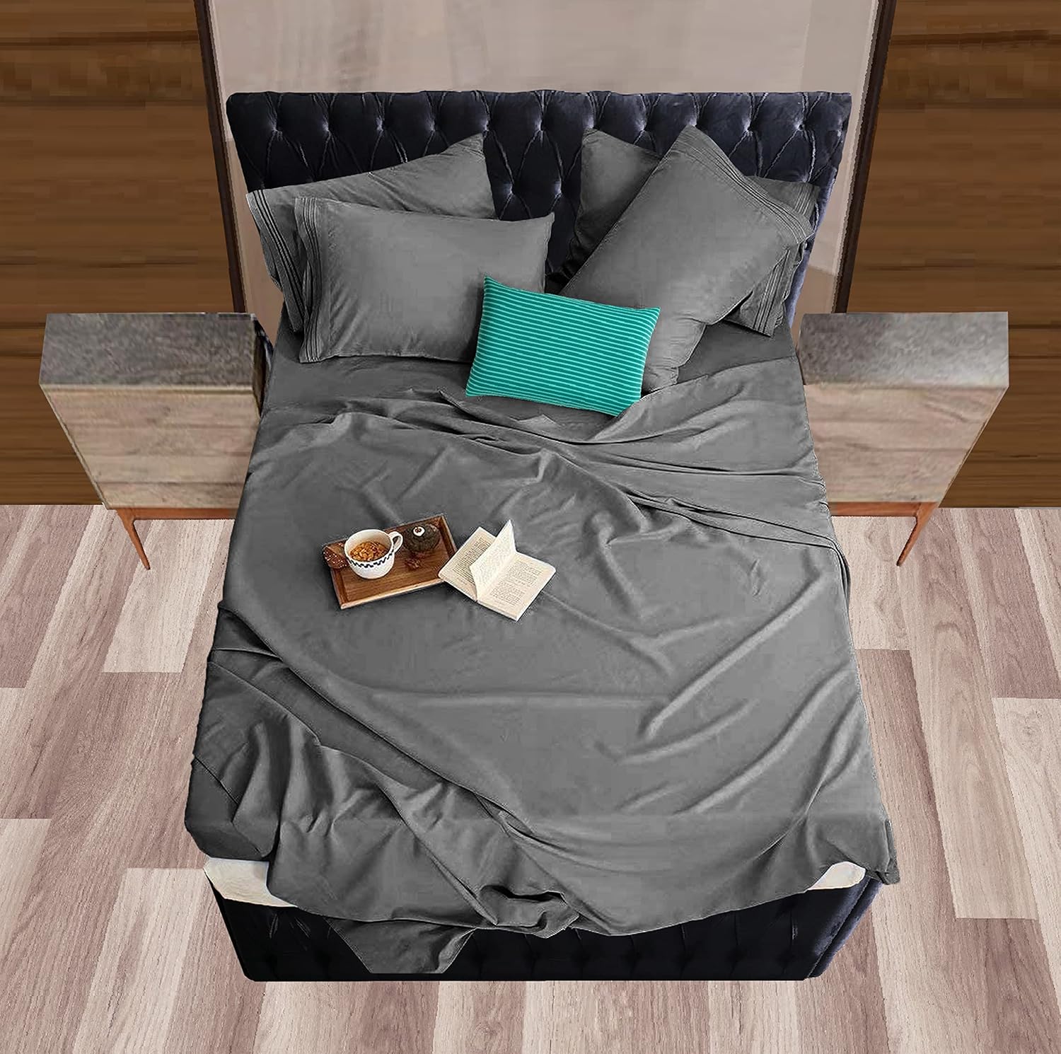 Mocassi Juego de sábanas tamaño individual, sábanas y fundas de almohada de hotel de lujo de 1800 Premier – Sábanas ultrasuaves, transpirables y