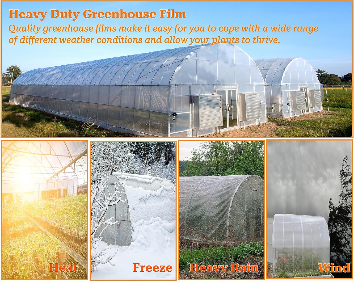 HCTWPY Película de invernadero de 25 x 40 pies, cubiertas de plástico para plantas de invernadero, protección contra la congelación, película