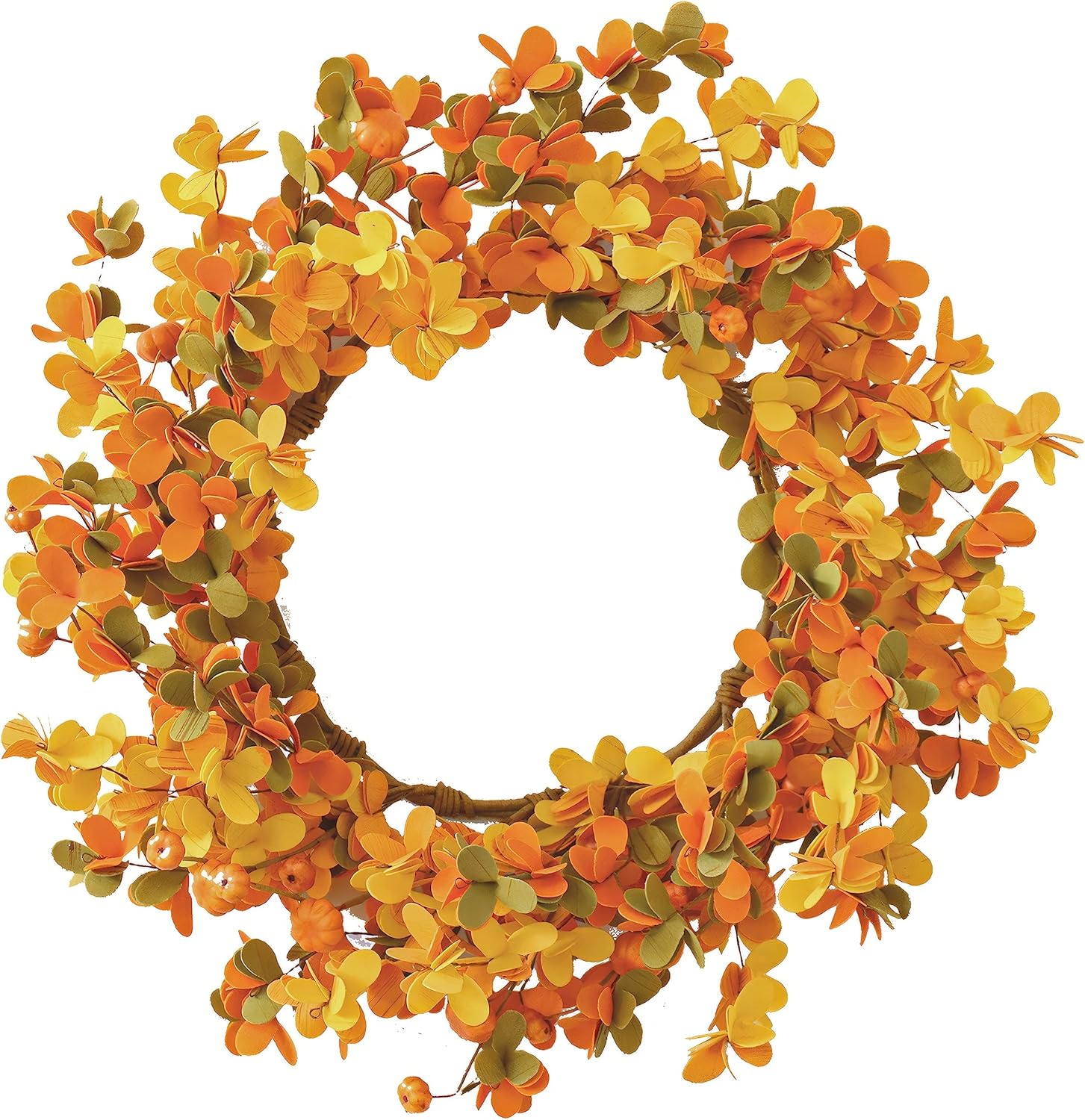 Yawwind Corona artificial de otoño de 20 pulgadas, corona de otoño para puerta delantera, corona de eucalipto con letrero de bienvenida para