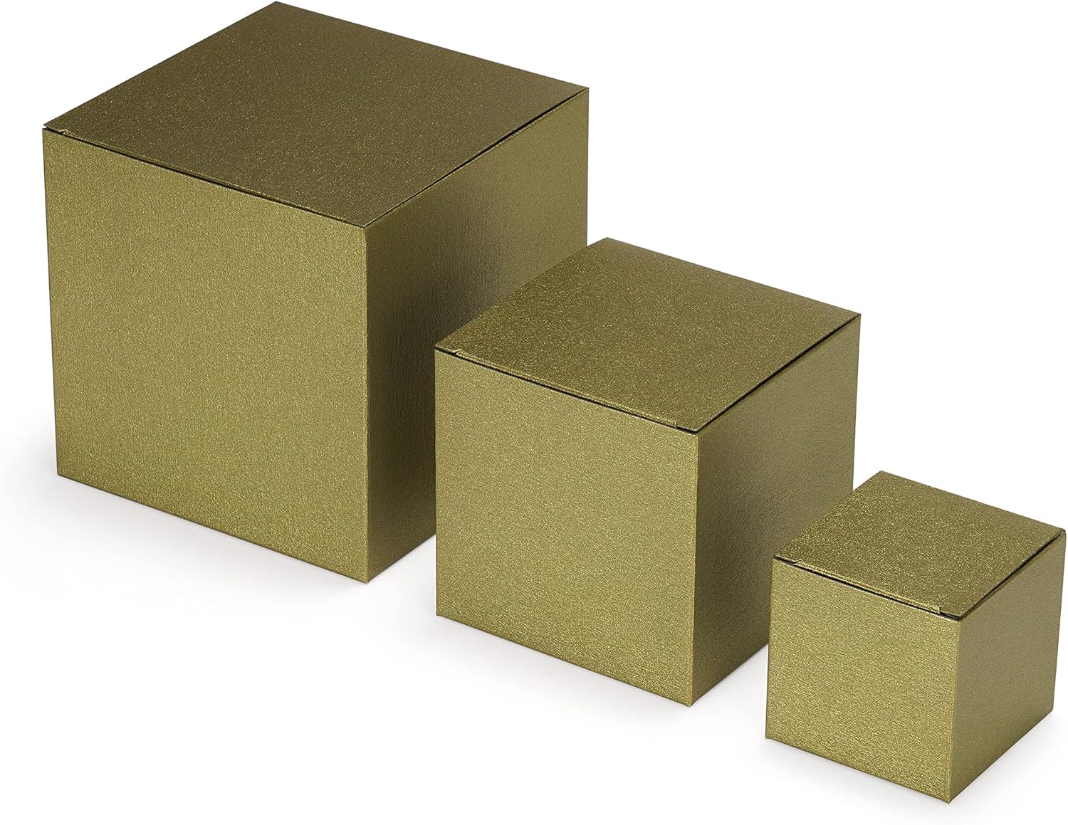 Quotidian Cajas de regalo plegables grandes de papel perlado italiano vintage verde oliva con tapas de 4 x 4 x 4 pulgadas (3.9 x 3.9 x 3.9 in)