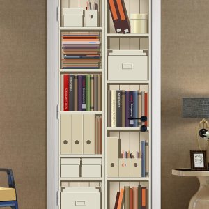 FLFK Adhesivo mural para puerta, estantería blanca, despegar y pegar, tamaño combinado 32 x 80 pulgadas, dividido en 2 piezas FLFK Adhesivo mural para puerta, estantería blanca, despegar y pegar, tamaño combinado 32 x 80 pulgadas, dividido en 2 piezas