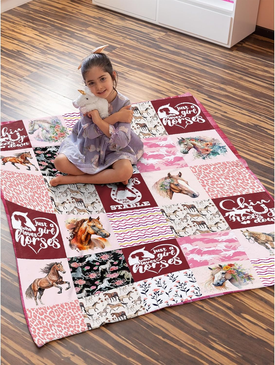 Manta de franela ligera de caballos, regalos para niñas y mujeres en todas las estaciones, manta para camasofásofá, 40 x 50 pulgadas para niñosniños