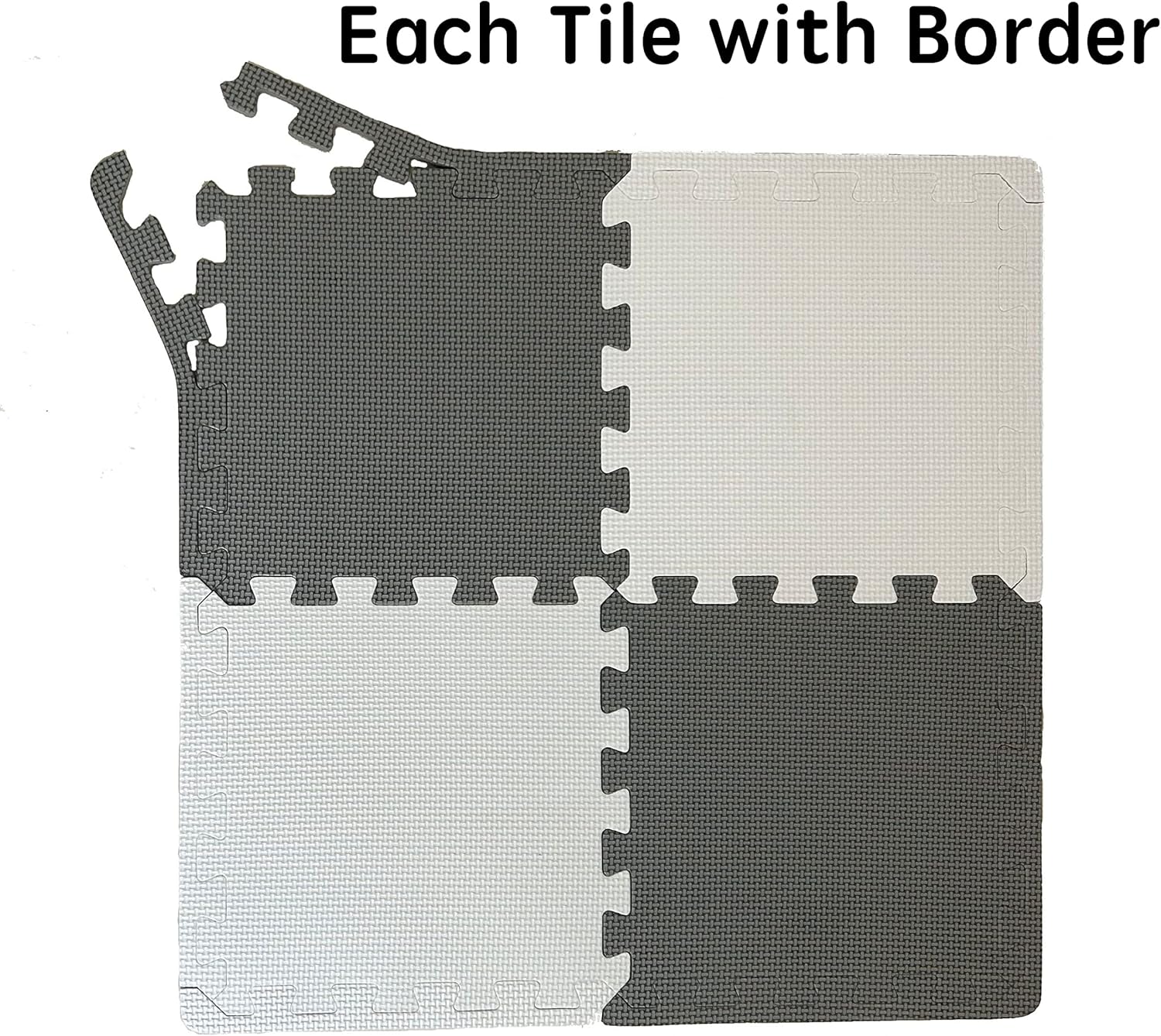 Tapete de juego de espuma de 16 piezas con borde, azulejos entrelazados, azulejos de espuma para niños, tapete de juego de rompecabezas, tapetes de