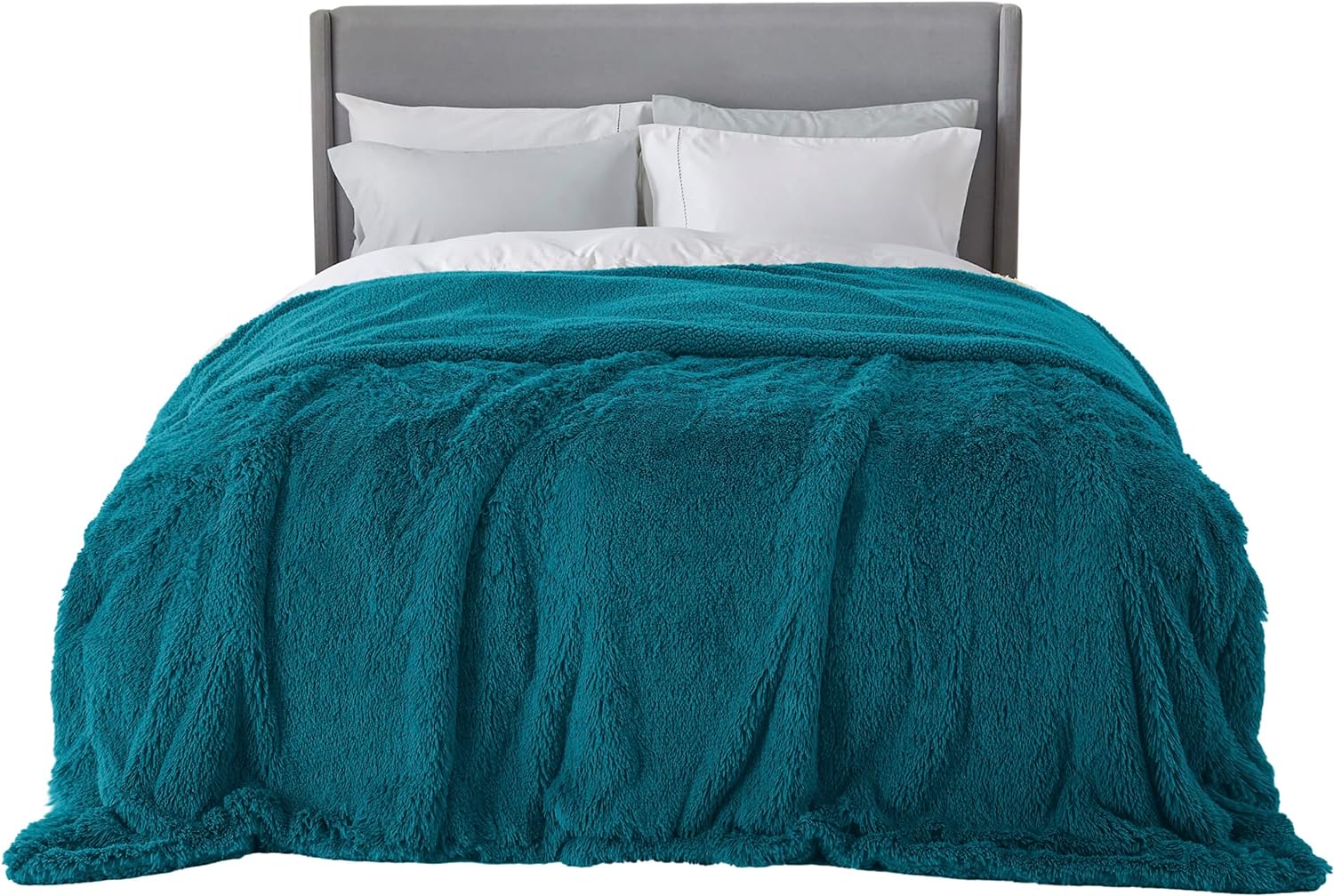 Bedsure – Mantas de piel sintética tamaño Queen verde azulado, esponjosas y peludas, sherpa suave y grueso, regalo decorativo de teñido anudado,