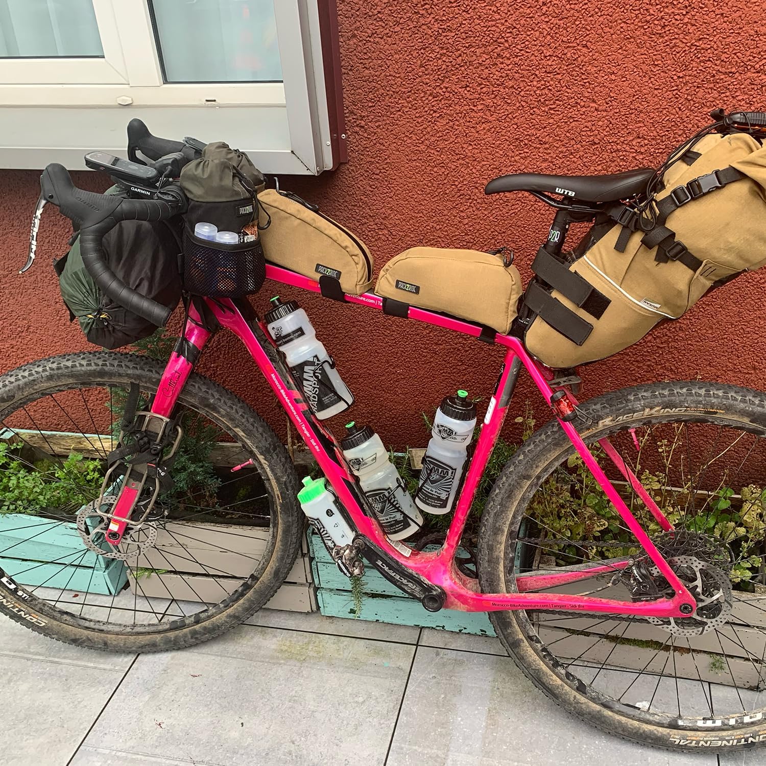 Onedrop Bolsa para cuadro de bicicleta, resistente al agua, bolsa de bicicleta con tela Cordura duradera, almacenamiento frontal de bicicletas y
