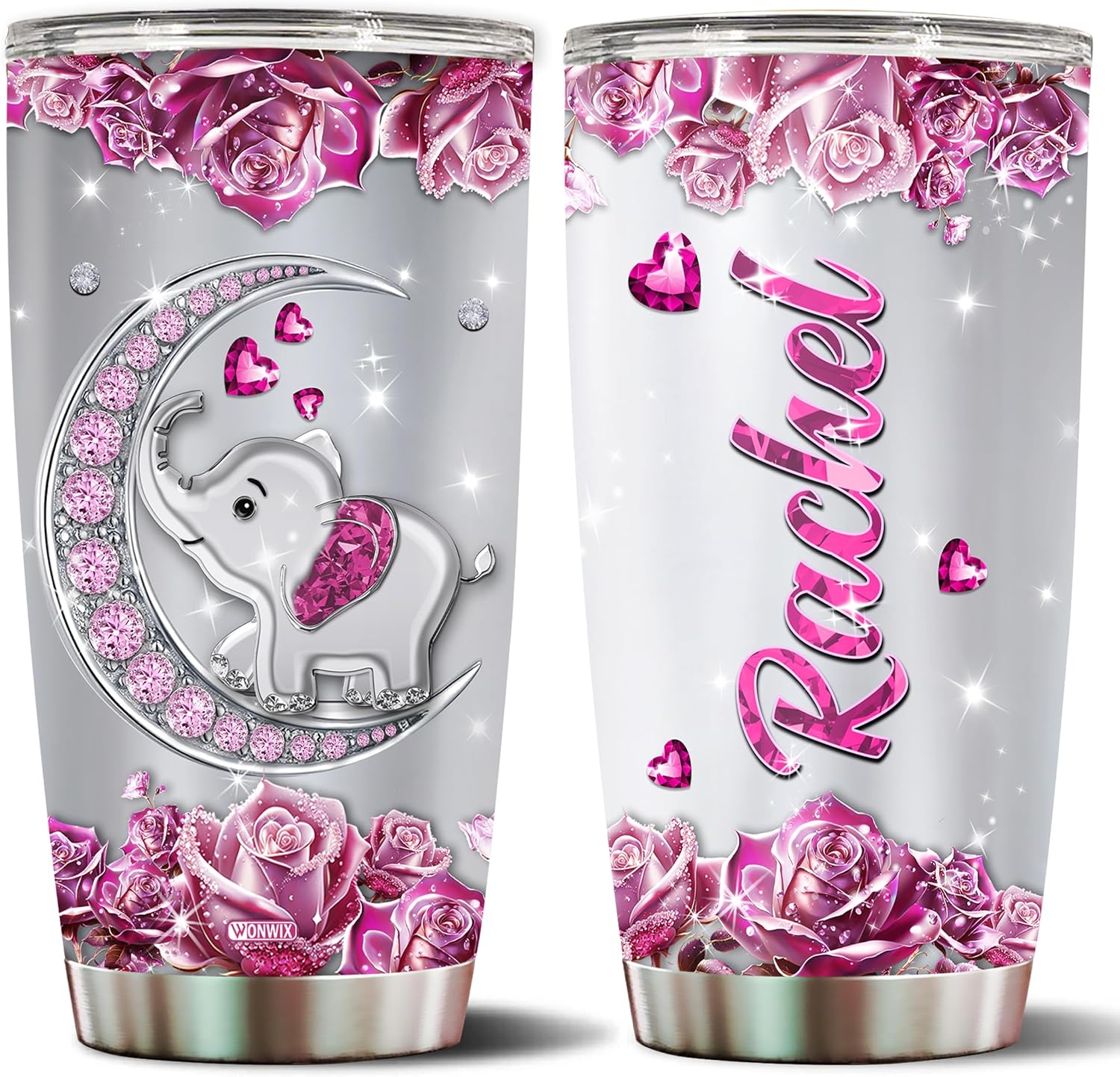 Vaso de café personalizado con diseño de elefante, regalos para mujeres, divertidas y lindas, joyas, elefantes, taza de viaje para adultos,