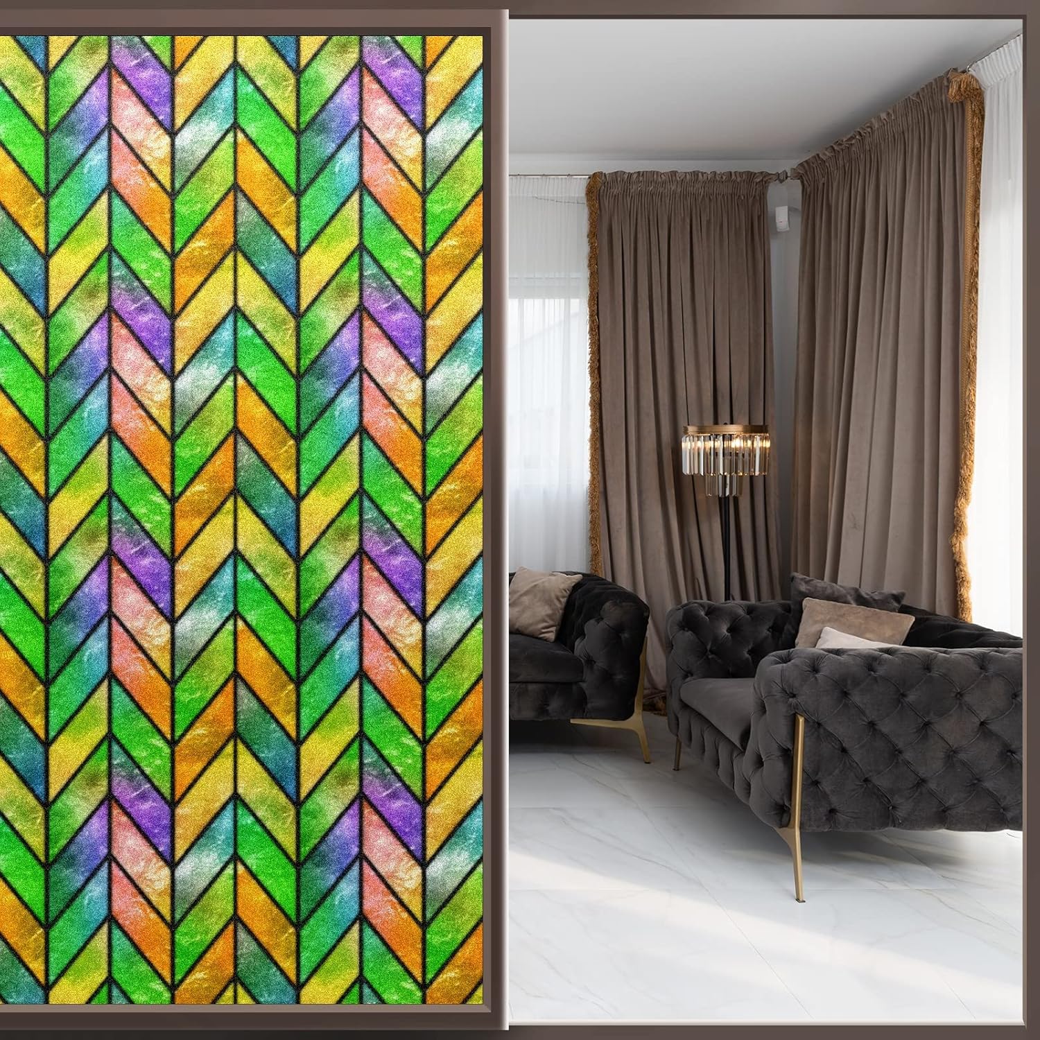 Película de privacidad para ventana de vidrio arcoíris, película de ventana de vidrio manchado, película de privacidad para ventana, película de