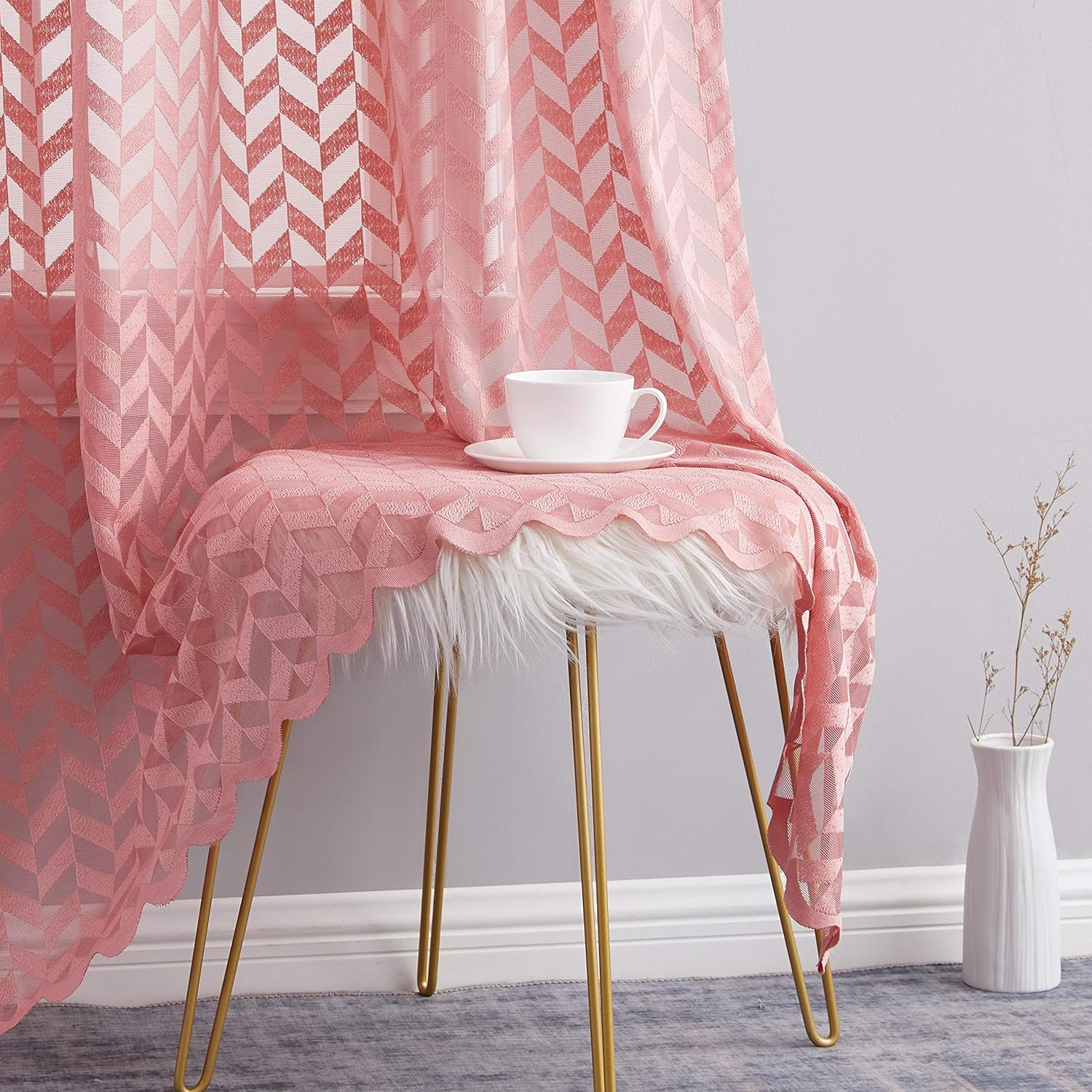 HLC.ME Paneles de cortinas gruesas semitraslúcidas con dobladillo para barra, para ventana de dormitorio y sala de estar, juego de 2 (54 pulgadas de