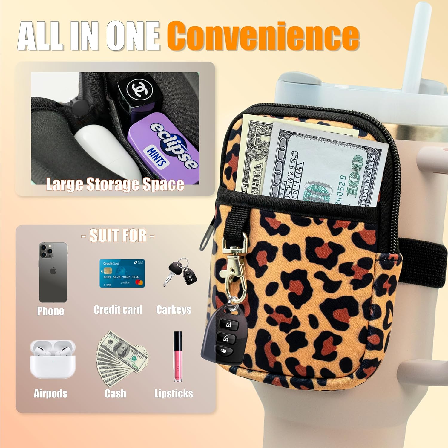 Axolotl Stanley Cup – Bolsa para botella de agua con llavero, accesorios para vasos Stanley de 3040 onzas con asa, vaso Stanley
