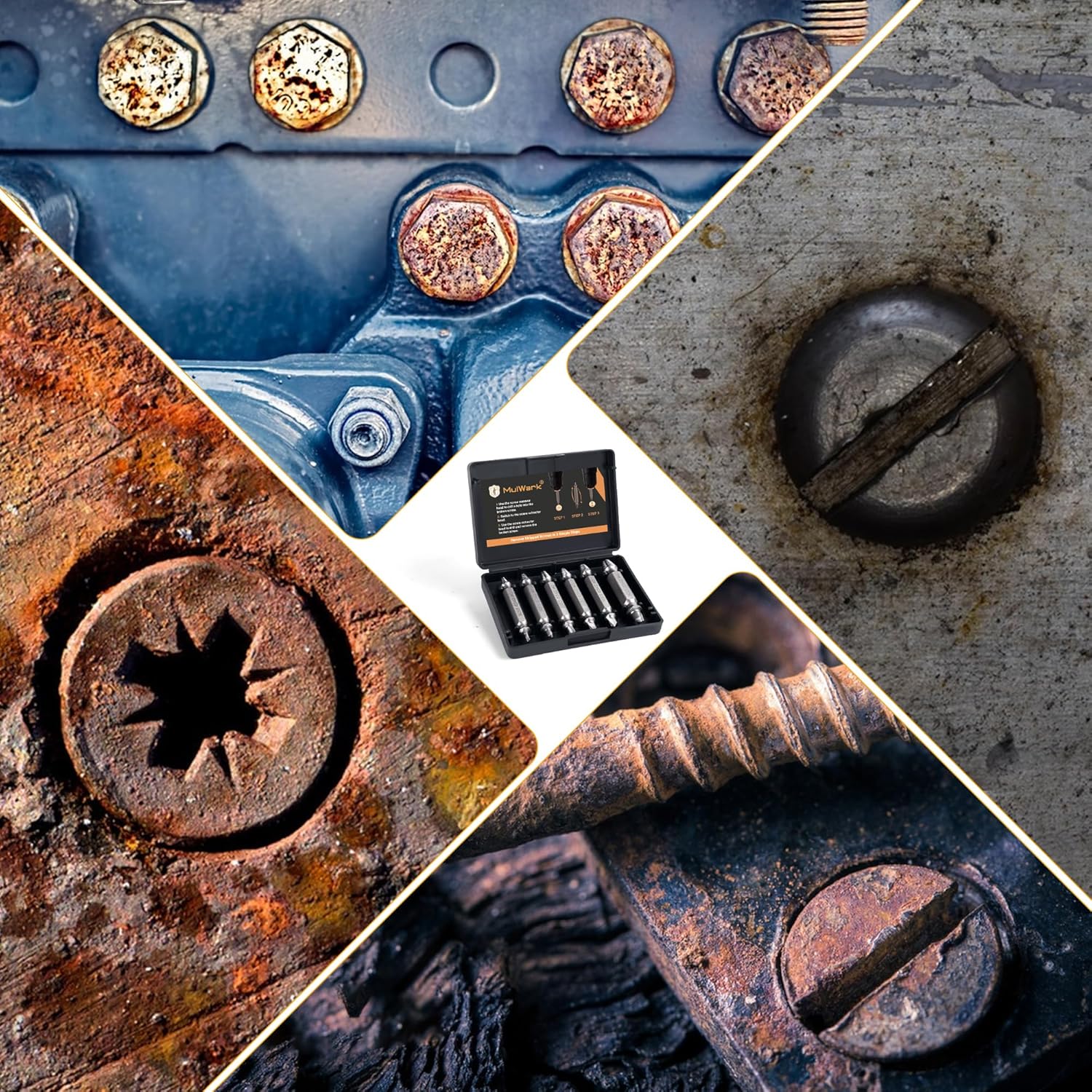 Regalos para hombres, juego de extractor de tornillos dañados, herramienta de extracción de tornillos pelados de alta velocidad para tuercas y