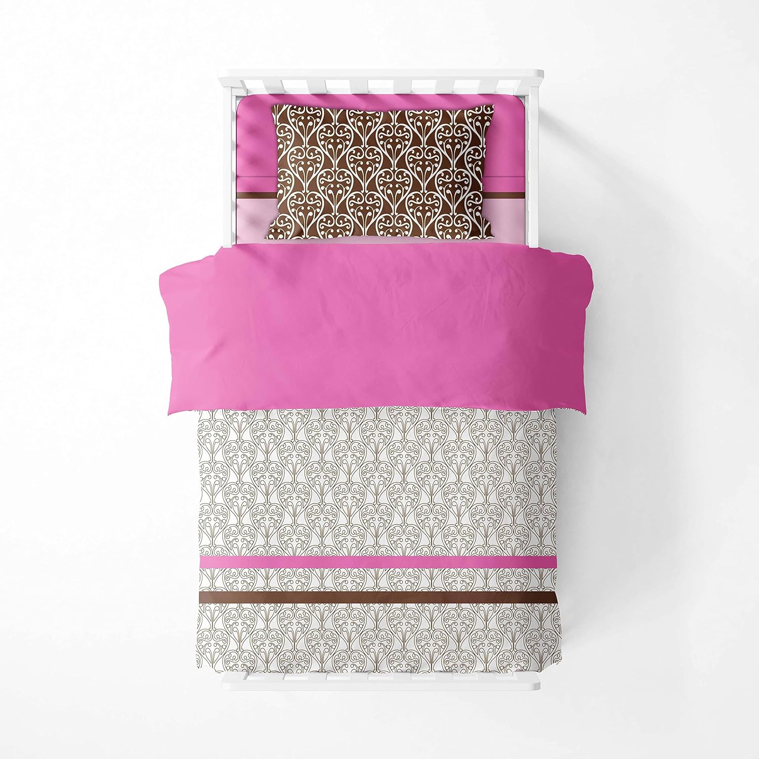 Bacati – Juego de ropa de cama de 4 piezas para niñas y niños pequeños, 100% algodón, incluye edredón reversible, sábana bajera, sábana superior y