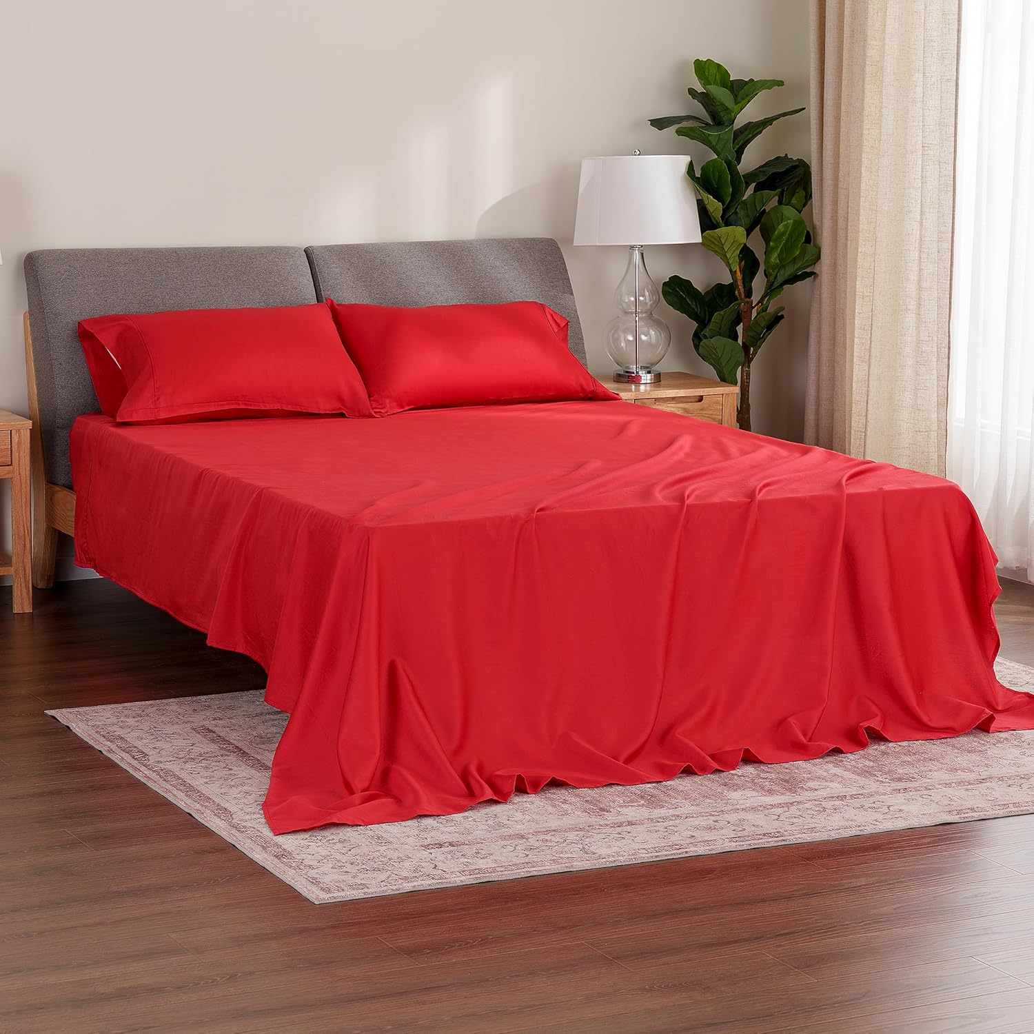 Berkshire Blanket Juego de ropa de cama de tejido percal de 300 hilos, sábanas y fundas de almohada de 100 % algodón, 3 piezas, bolsillo profundo,
