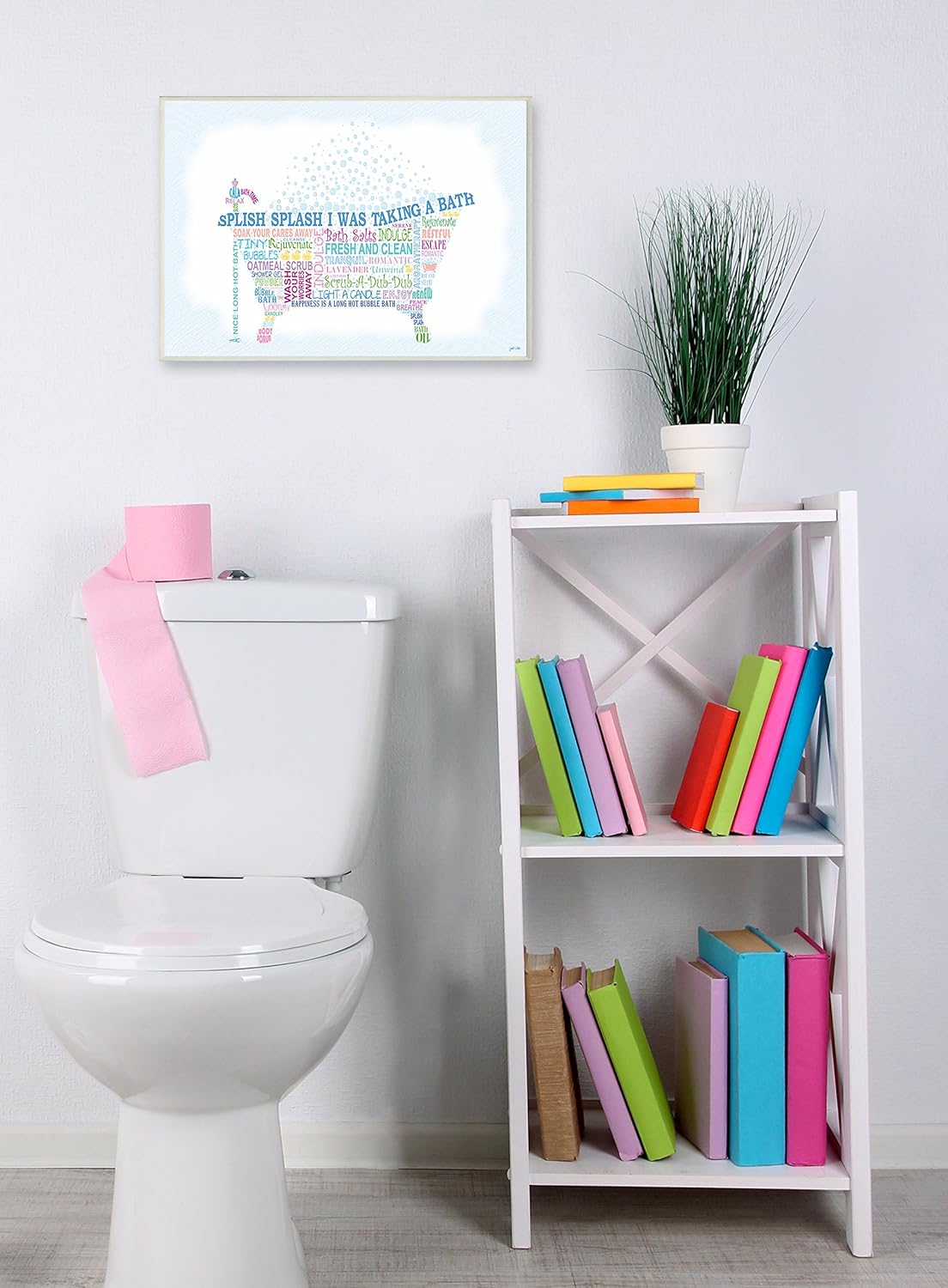 Stupell Home Décor Splish Splash – Placa de pared para baño, 10 x 0.5 x 15 pulgadas, fabricada con orgullo en Estados Unidos