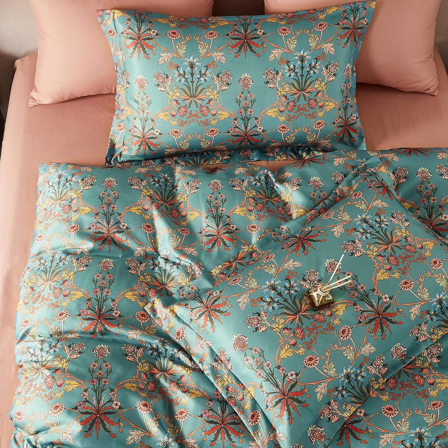 Cupocupa Juego de edredón queen edredón de 7 piezas para cama tamaño queen edredón ultrasuave y ligero queen juego de cama floral para todas las
