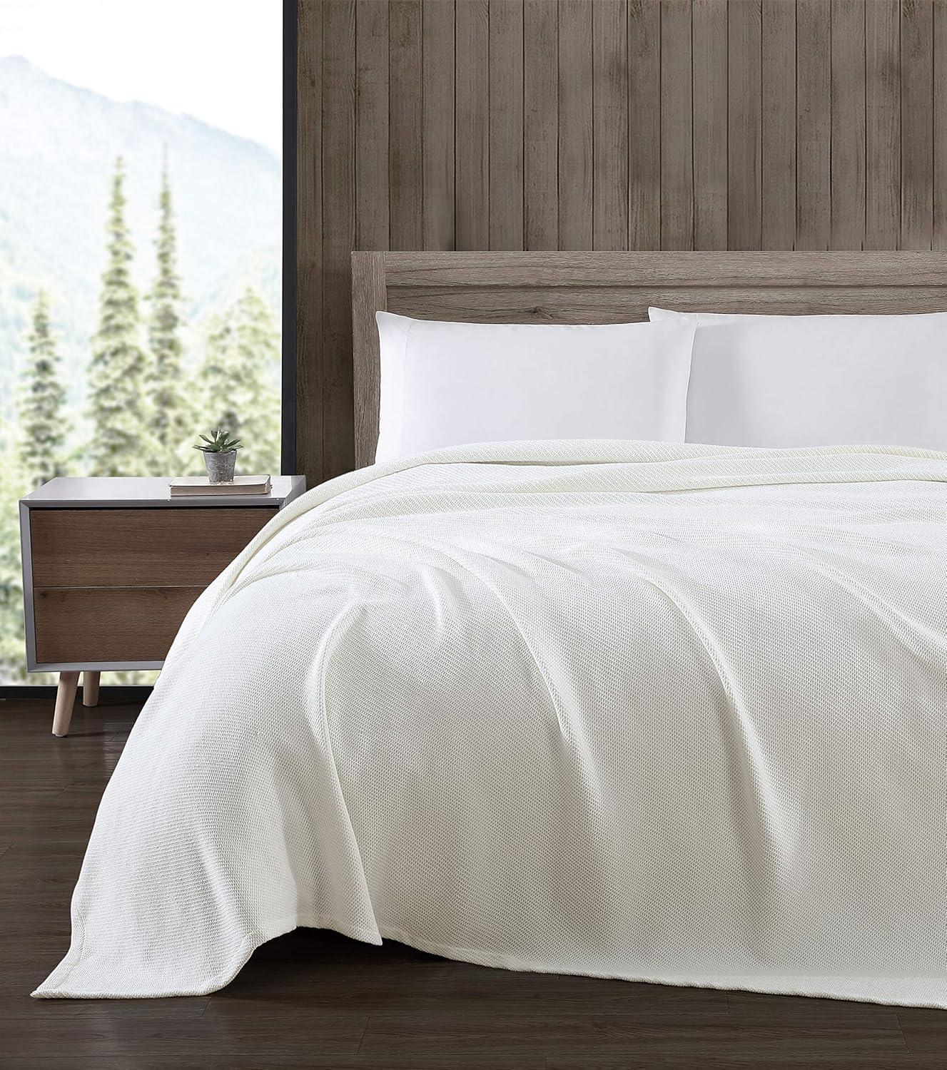 Eddie Bauer – Manta Queen, ropa de cama acogedora de algodón, decoración del hogar para todas las estaciones (Windy Ridge White, Queen)