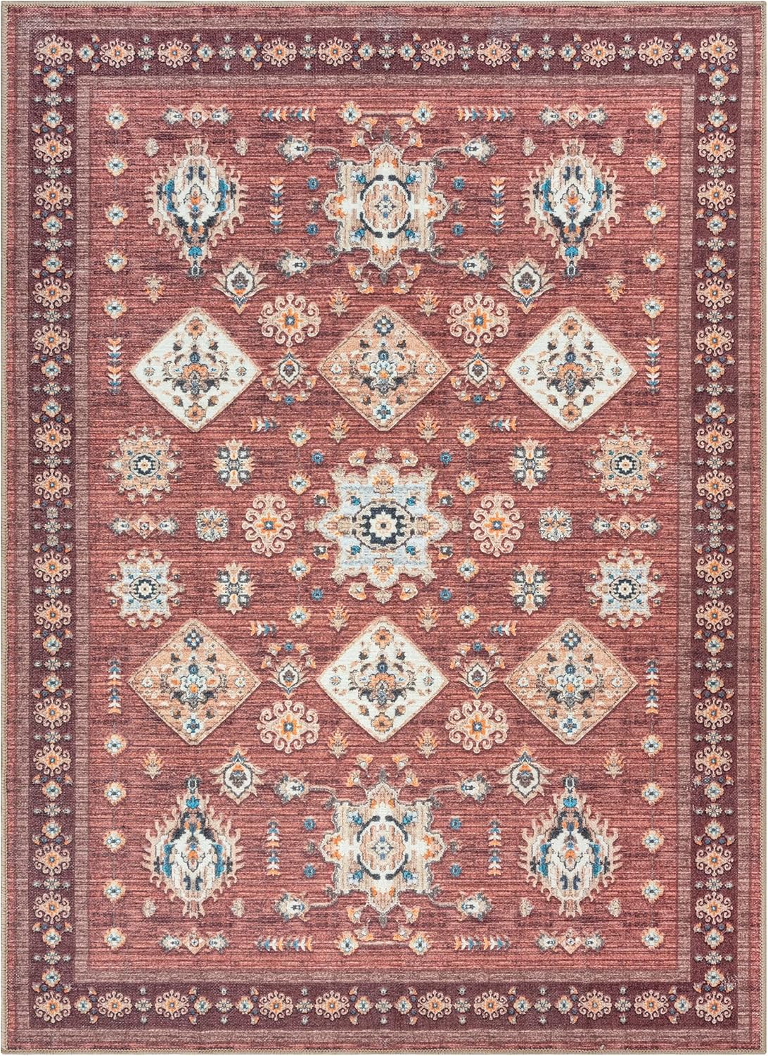 Adiva Rugs Alfombra de área lavable a máquina de 3 x 5 pies con parte trasera antideslizante para sala de estar, dormitorio, baño, cocina, alfombra
