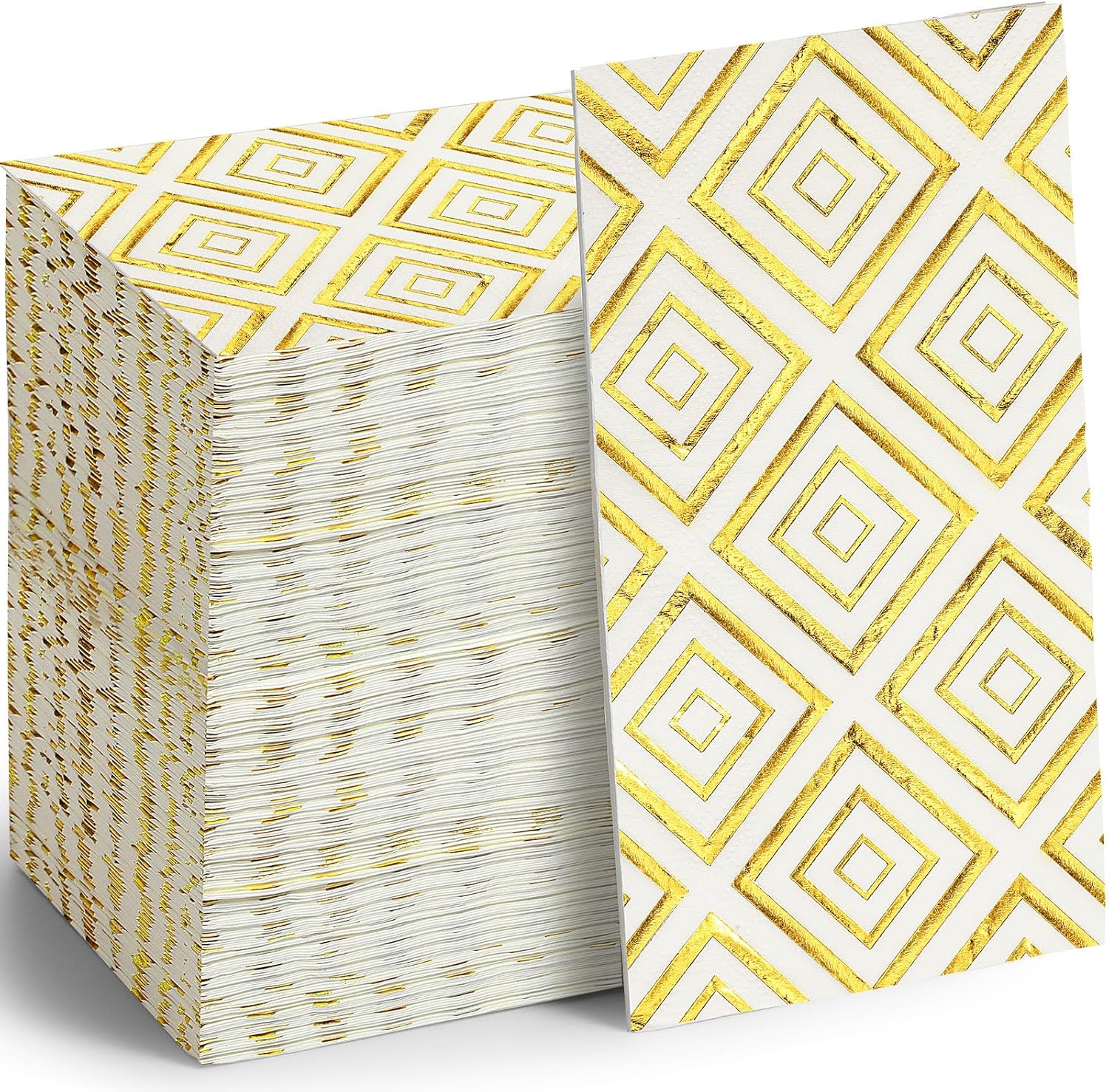 100 servilletas doradas, servilletas de papel con patrón dorado, toallas de mano desechables, servilletas de mano de oro blanco para baño, boda,