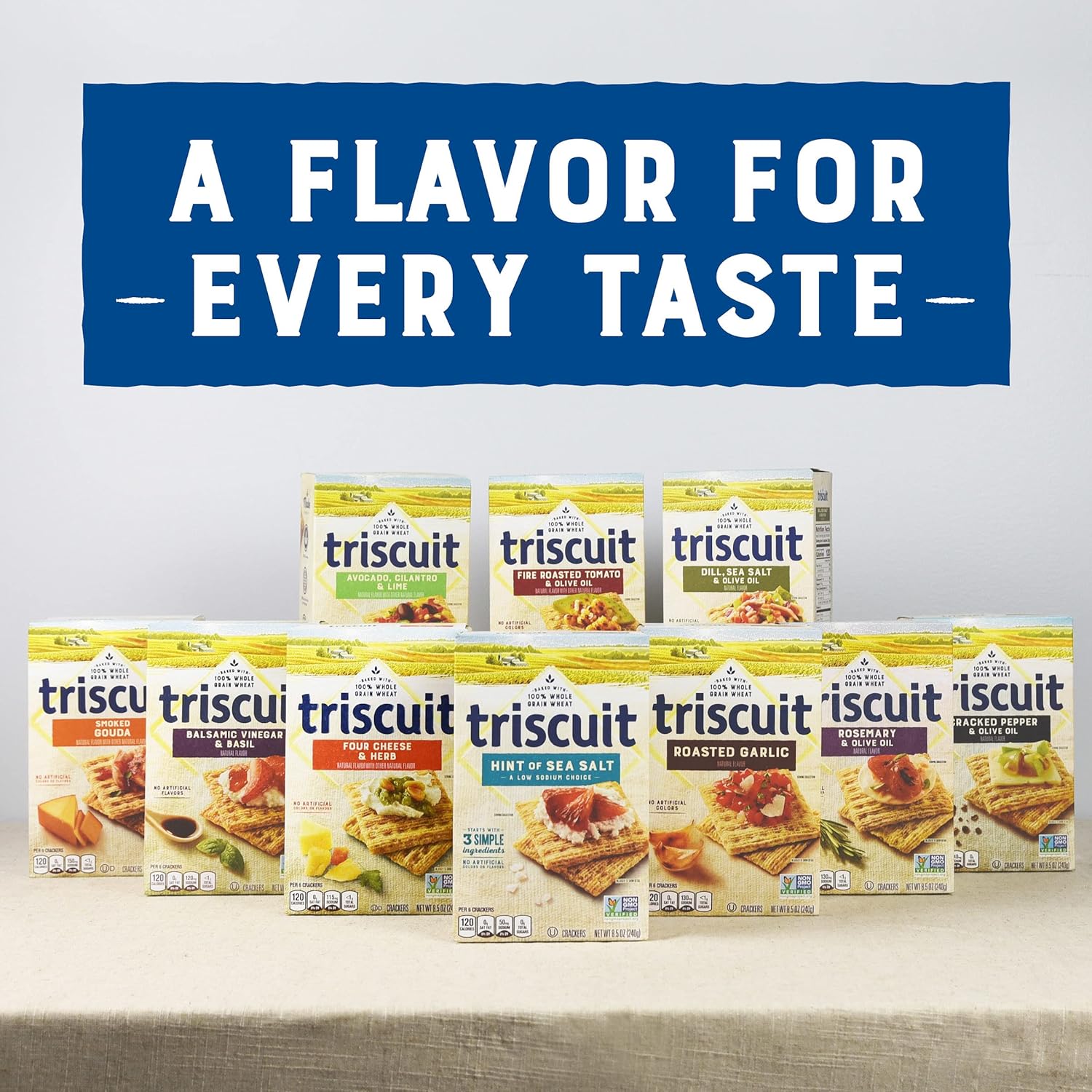 TRISCUIT Galletas, vinagre balsámico y sabor a albahaca, 1 caja (8.5 oz)