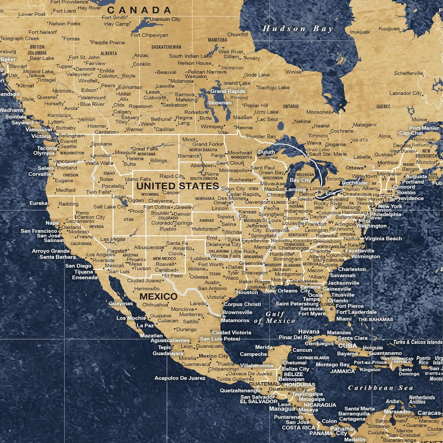 Holy Cow Canvas Personalized Push Pin World Travel Map with Pins, Gold & Navy World Map Pin Board, Push Pin Travel Map World on Canvas, Push Pin Map