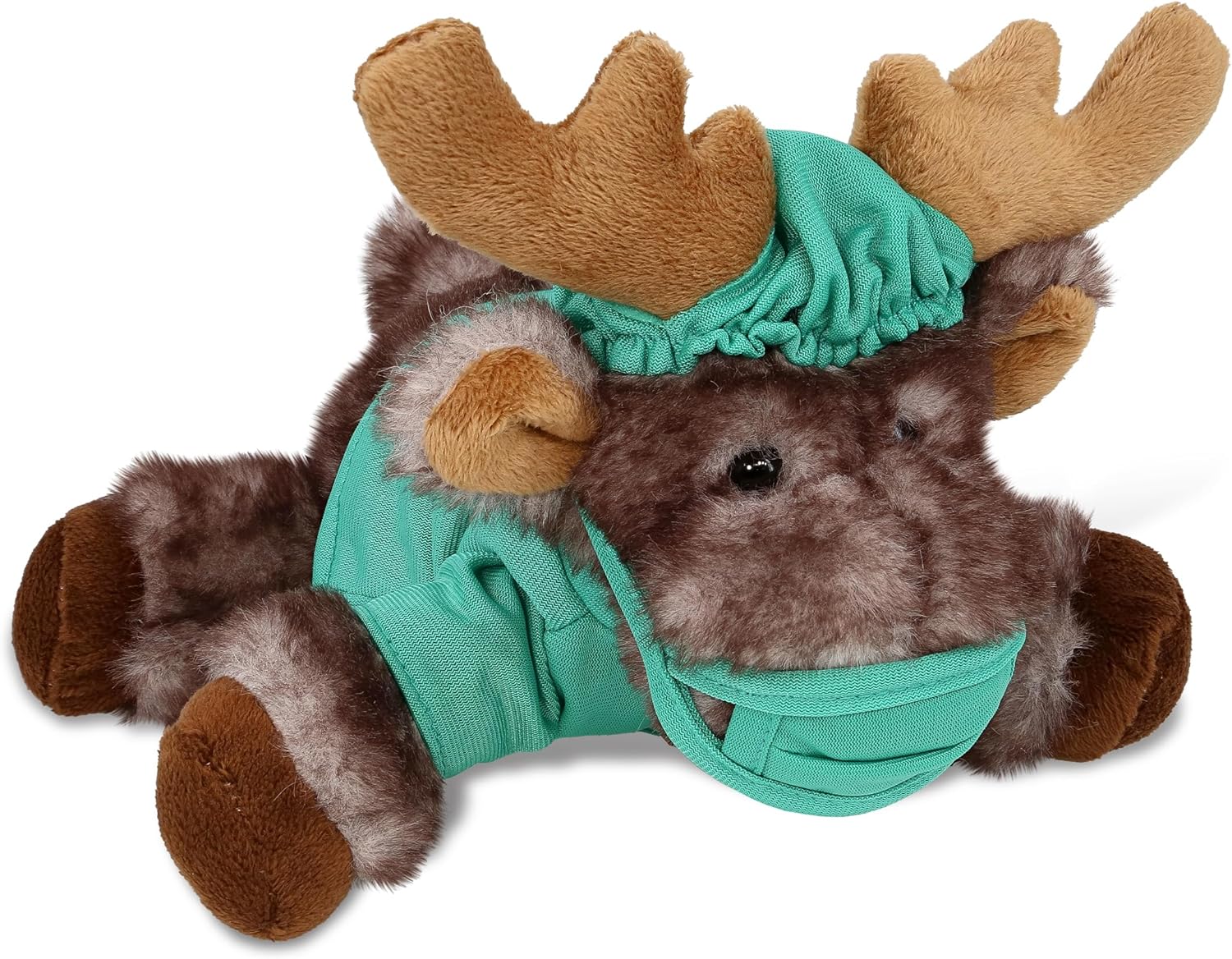 DolliBu Peluche de médico de alce mentiroso Brownish  Disfraz de médico de alce súper suave con bonito uniforme y traje de gorra, regalo con