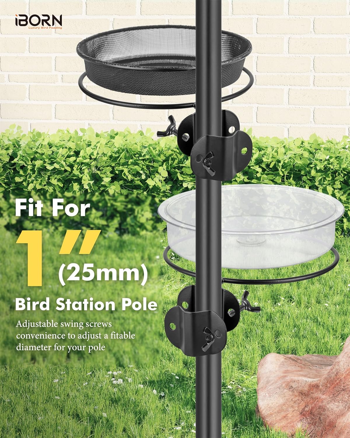 iBorn Bandeja de malla y anillo para comederos de pájaros de 1 pulgada, accesorio al aire libre para comederos de pájaros para colibríes para