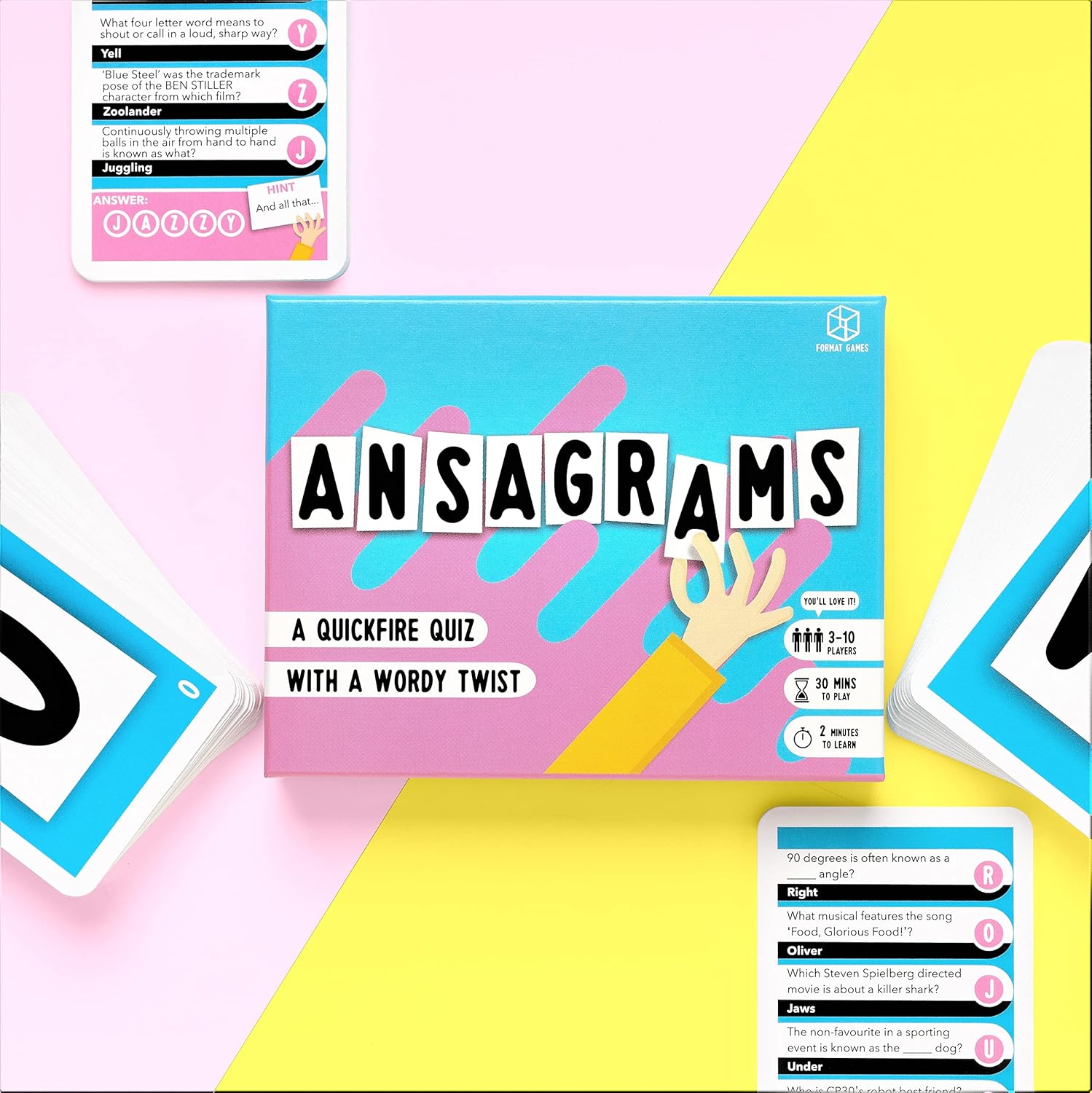 Ansagrams Party Game Travel Edition  Juego de cartas de trivia de ritmo rápido para adultos y niños  A partir de 12 años  3 a 10 jugadores  Tiempo