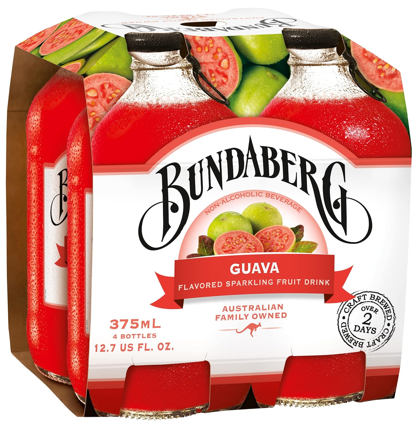 Bundaberg Bebida de frutas espumosas, guayaba, 12.7 onzas líquidas, 4 unidades