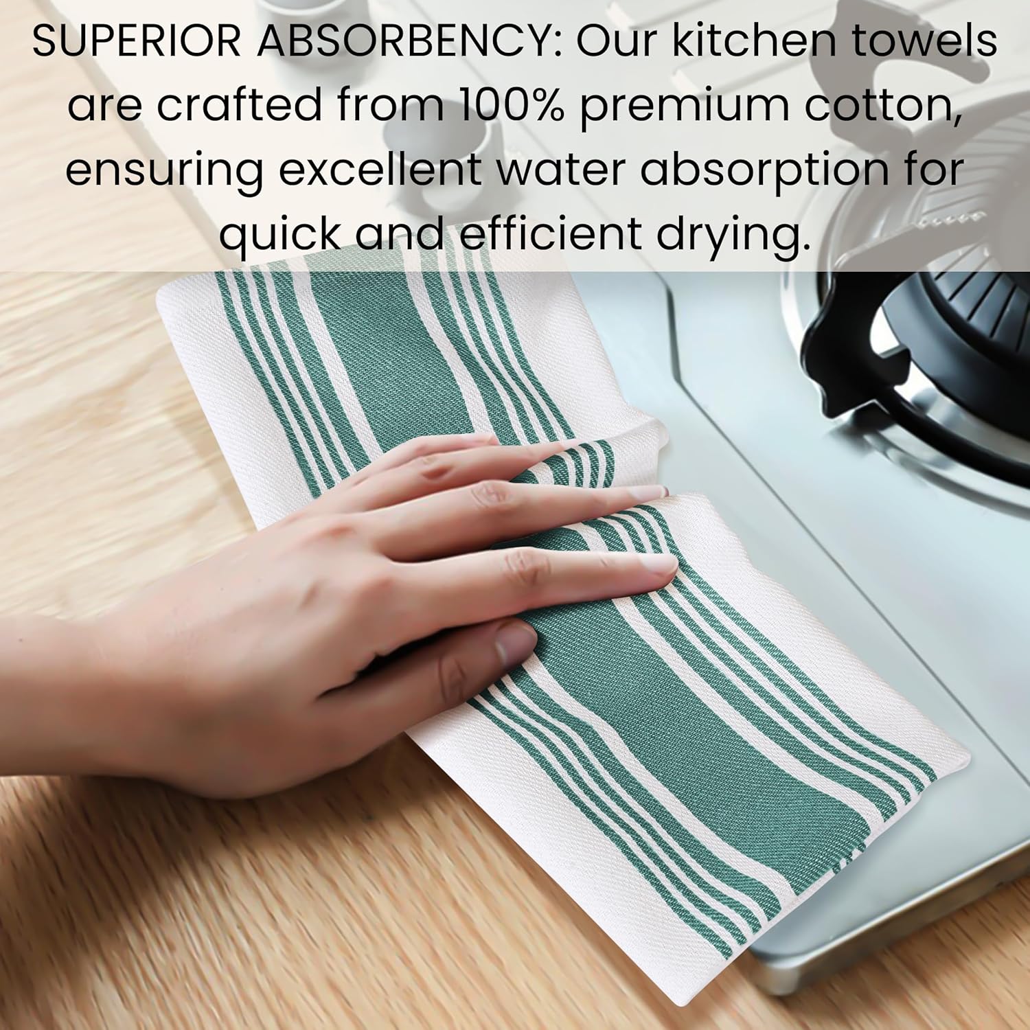 Juego de 6 toallas de cocina color verde azulado para secar platos de 16 x 26 pulgadas, toallas de mano de cocina, toallas de cocina absorbentes,
