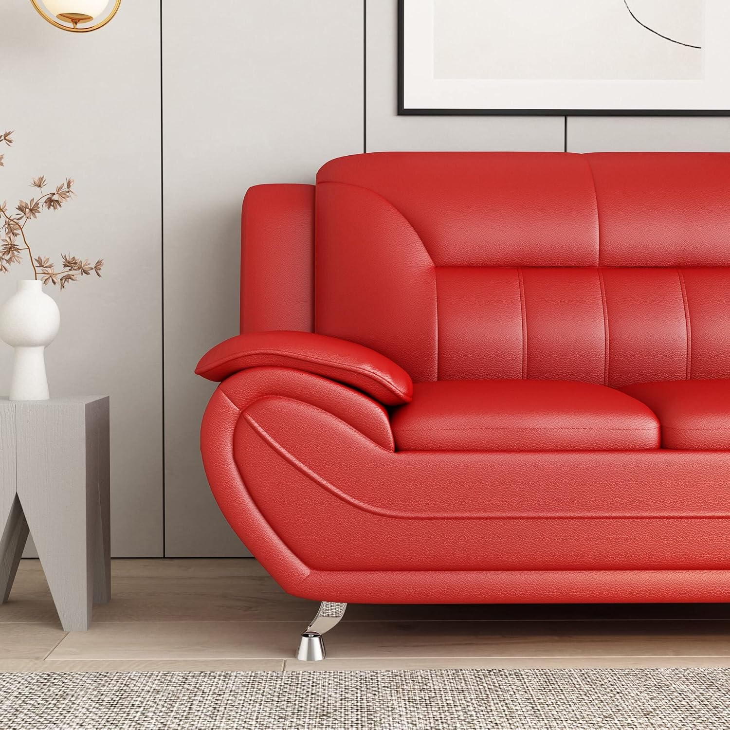 US Pride Furniture Michael Collection – Sofá de piel sintética de estilo moderno, versátil pieza decorativa de 2 plazas para sala de estar,