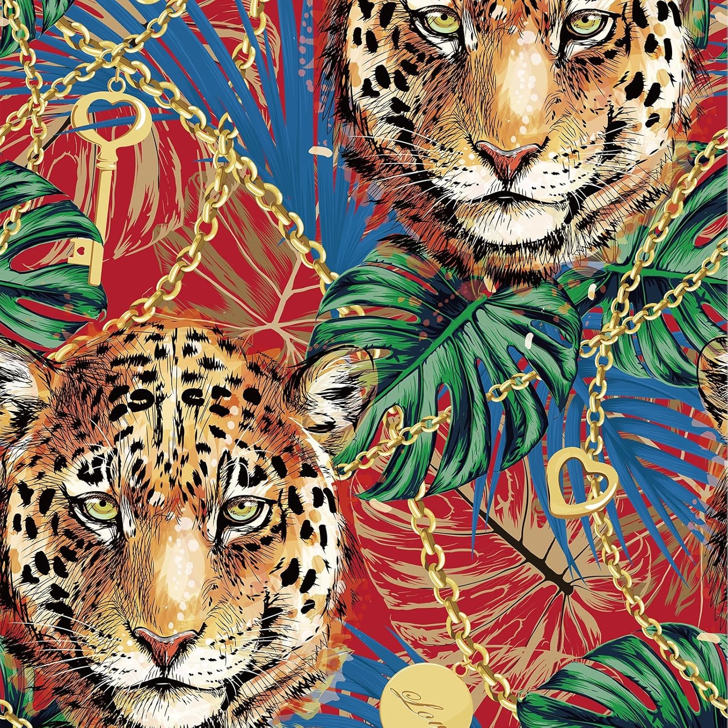 Papel tapiz floral de tigre autoadhesivo con estampado de leopardo tropical, animales de la selva, decoración de pared, decoración de habitación de