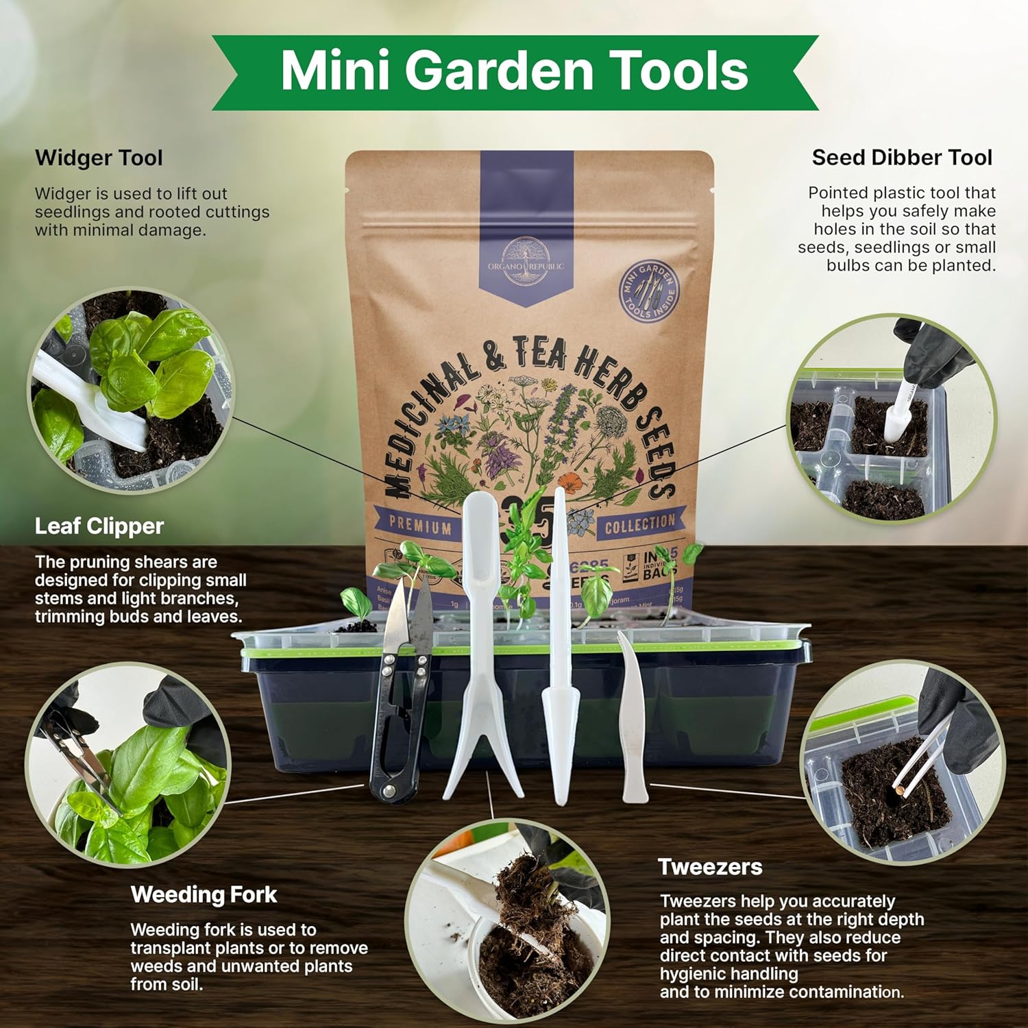 Paquete variado de 35 semillas de hierbas medicinales y de té para plantar en interiores y exteriores. Más de 8200 semillas de jardín herbales sin