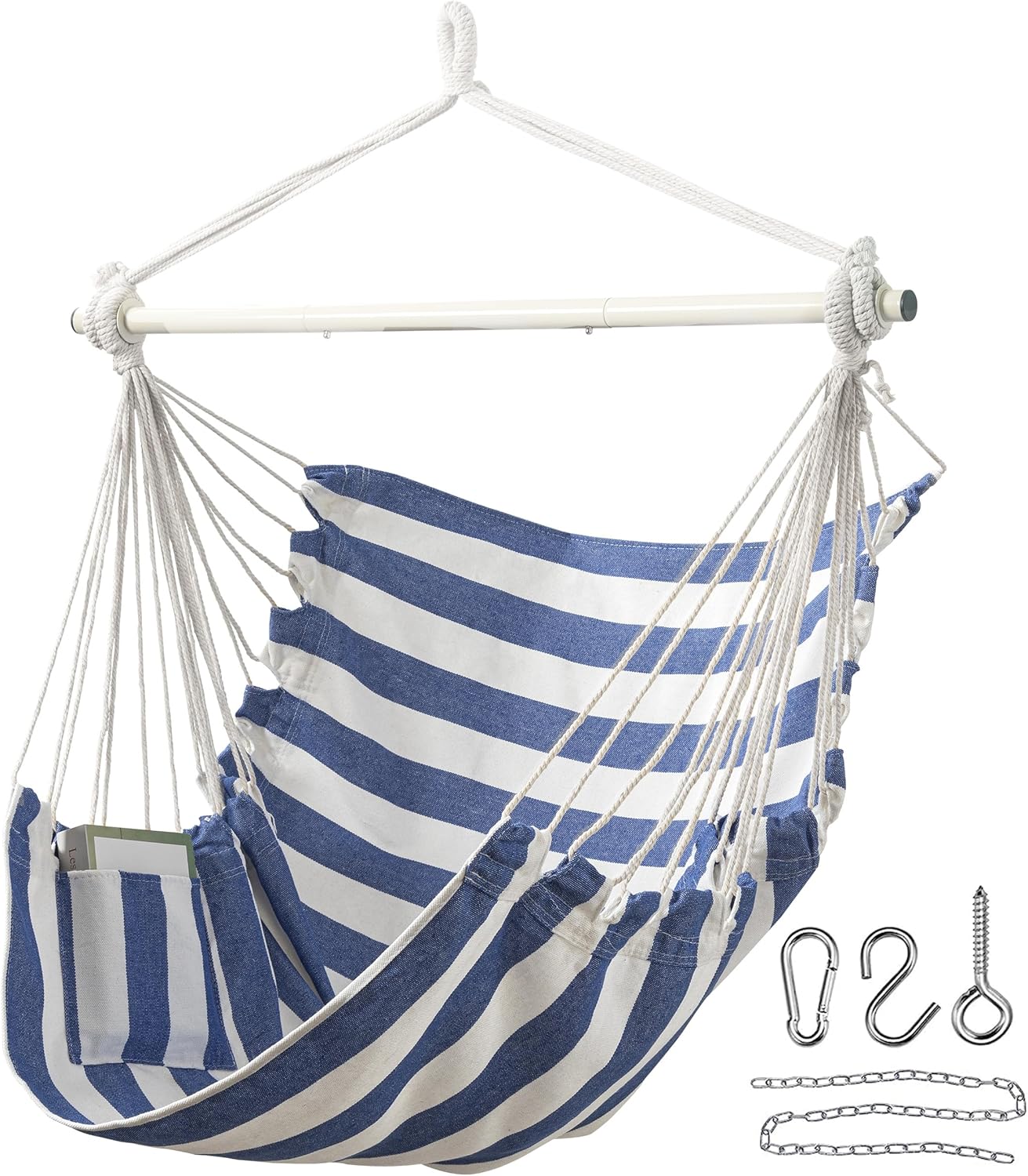 Jelofly Silla hamaca de gran tamaño con cuerda colgante con bolsillo máximo de 350 libras, superior cómoda para interiores y exteriores, hogar,