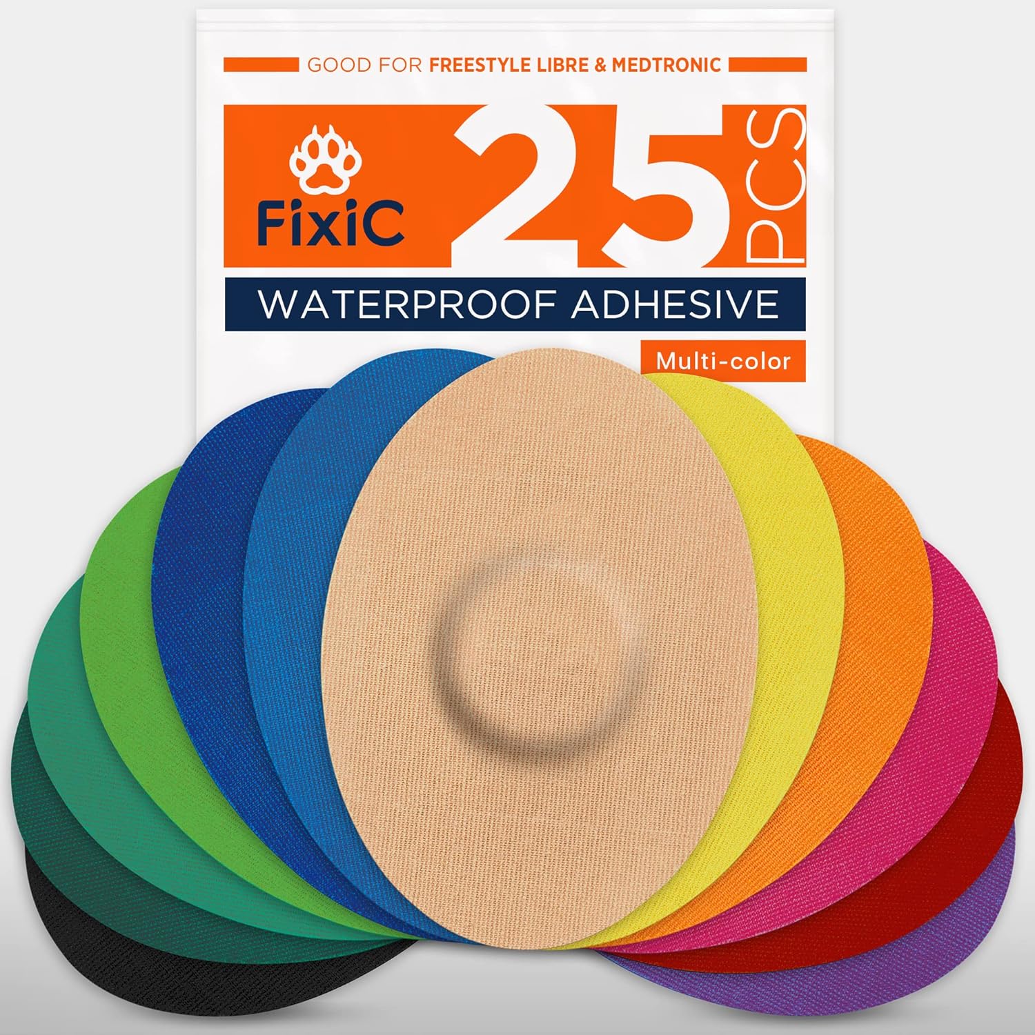 FixiC Parches adhesivos Freestyle 25 piezas  Bueno para Libre 1, 2  Enlite  Guardian  Parches adhesivos impermeables  Cubiertas adhesivas libres