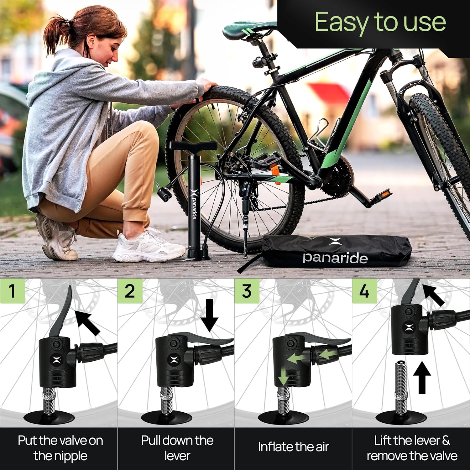 Bomba de bicicleta  Inflador avanzado de neumáticos de bicicleta  Bomba de aire manual de bicicleta con válvulas Presta y Schrader dobles  Bomba de