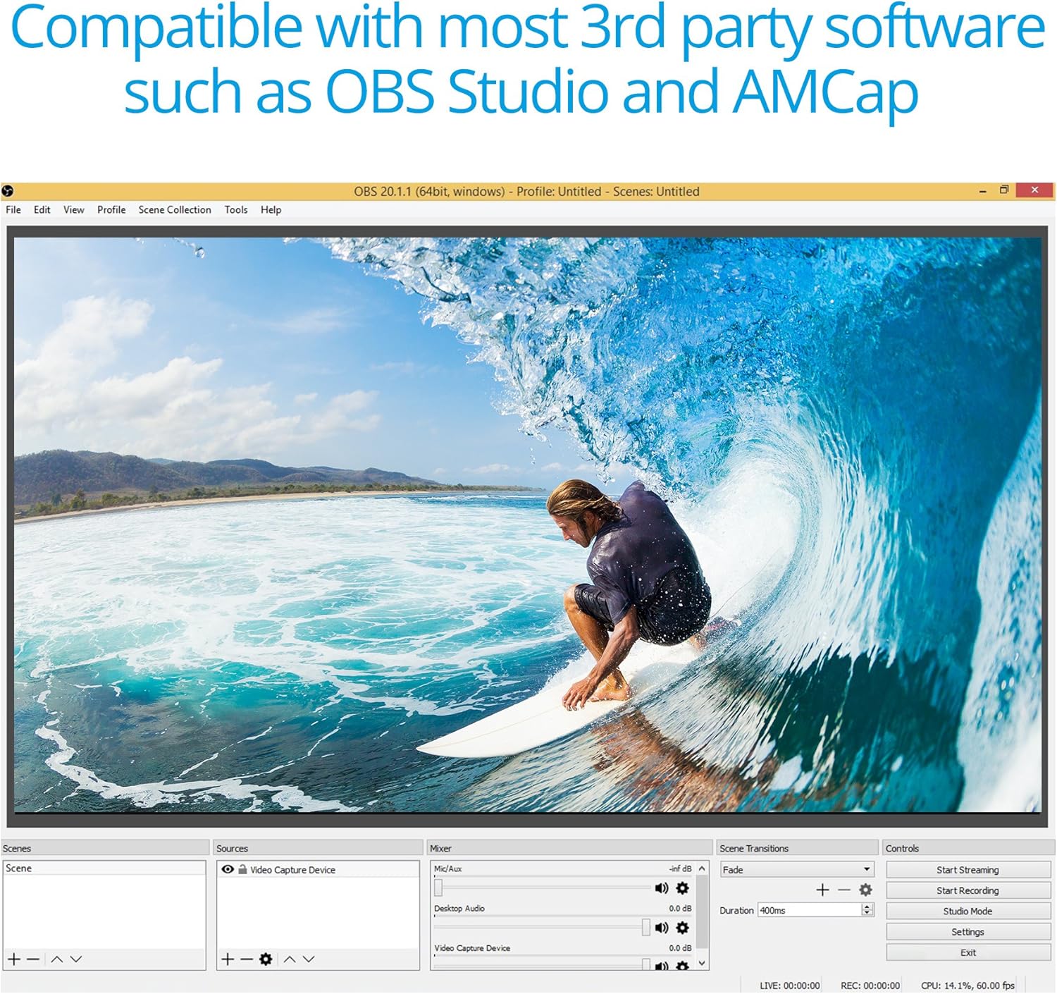 gofanco Dispositivo de tarjeta de captura de video SDI Prophecy a través de USB 3.0 – Señales 3GHDSD-SDI, captura y transmite a 1080p 60Hz con bucle