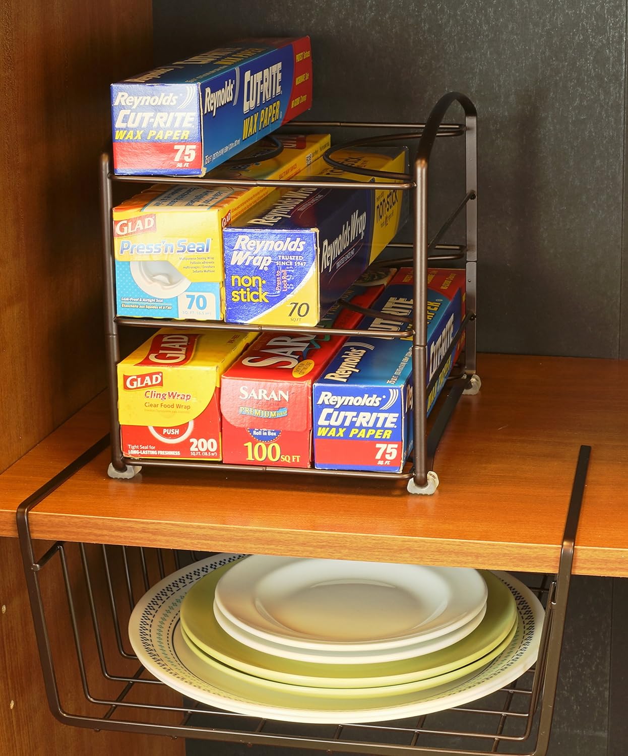 Estante organizador para envoltorios de cocina marca DecoBros, para cajas pequeñas y estándar de 2-12 pulgadas