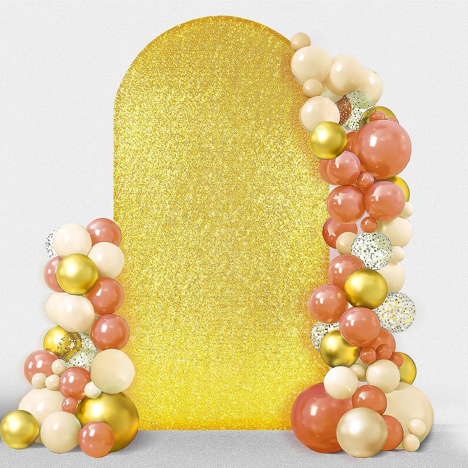 Cubierta de arco de boda con lentejuelas y tela, uso de 2 caras, 6.6 pies, cubierta de soporte de arco de boda con parte superior redonda, cubierta