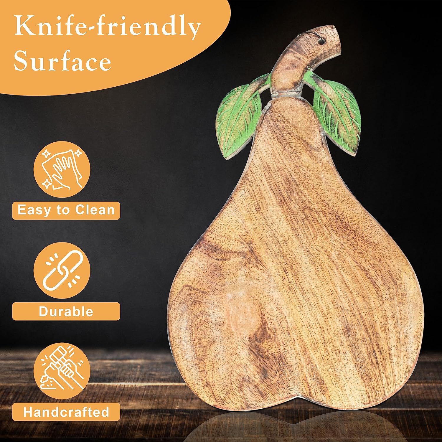 Crocon Tabla de cortar de madera con asa, regalos para el día de la madre, tabla de cortar reversible para cocina, tabla de charcutería para carne,