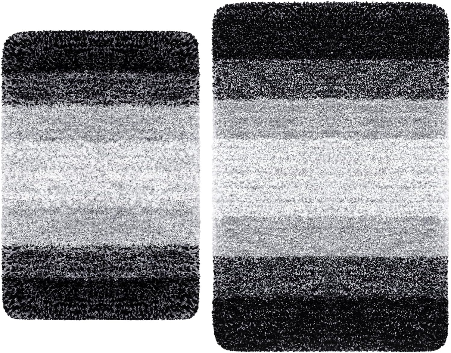 Arotive Alfombras de baño de microfibra de 2 piezas, tamaño 24 x 16 y 30 x 20 pulgadas, color negro, paquete de 2 artículos