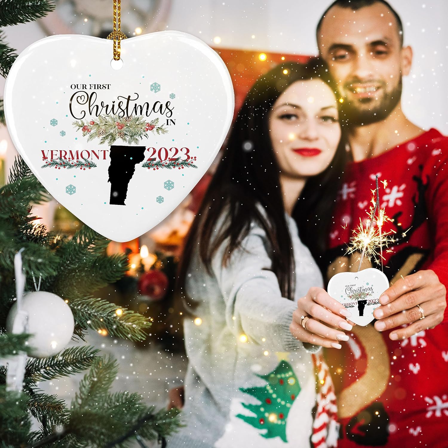 Prezzy Vermont – Adorno colgante de árbol de Navidad para el nuevo hogar, nuestra primera Navidad en Vermont 2023, decoración colgante para la