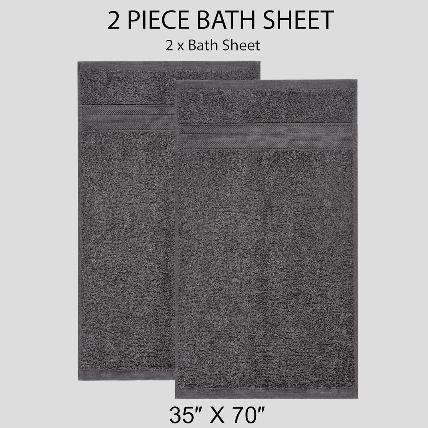 All Design – Toalla de baño extragrande, 100% algodón hilado en anillo, absorbente y de secado rápido, de calidad supersuave (2 unidades, 35 x 70